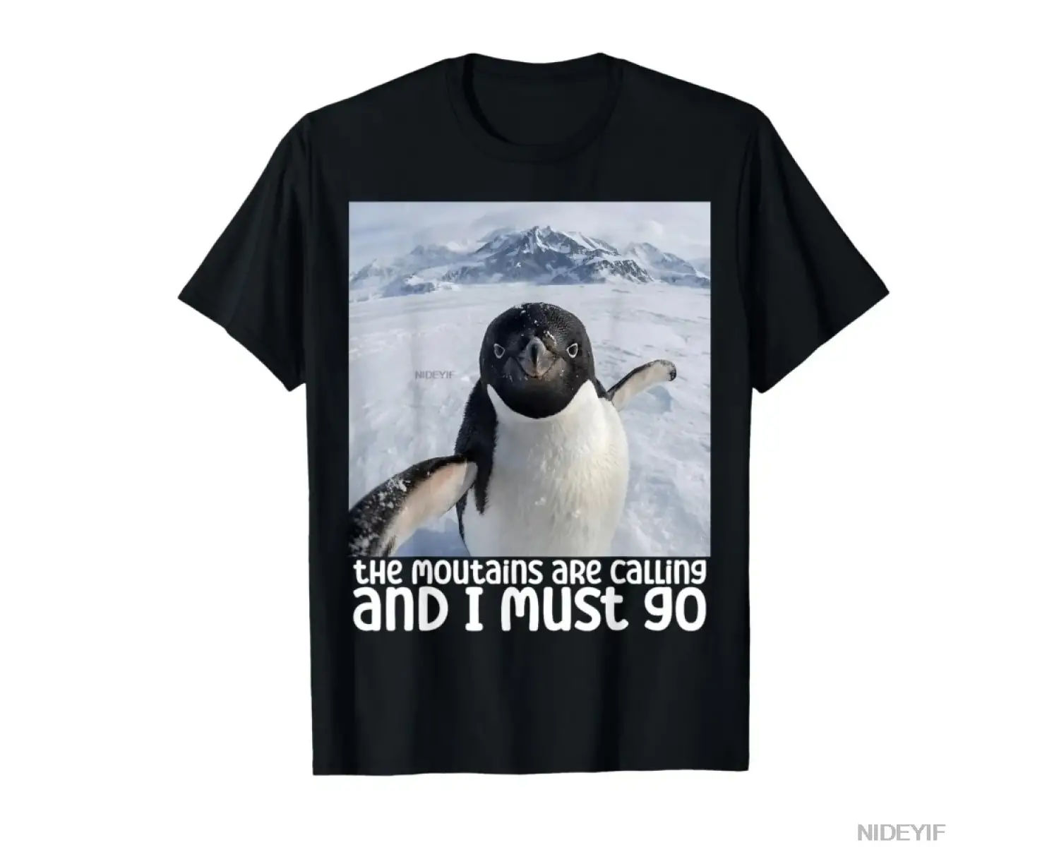 Komik Penguen Meme Dağlar Çağırıyor Erkekler Kadınlar İçin Tişört %100 Pamuklu Tişörtler Kısa
