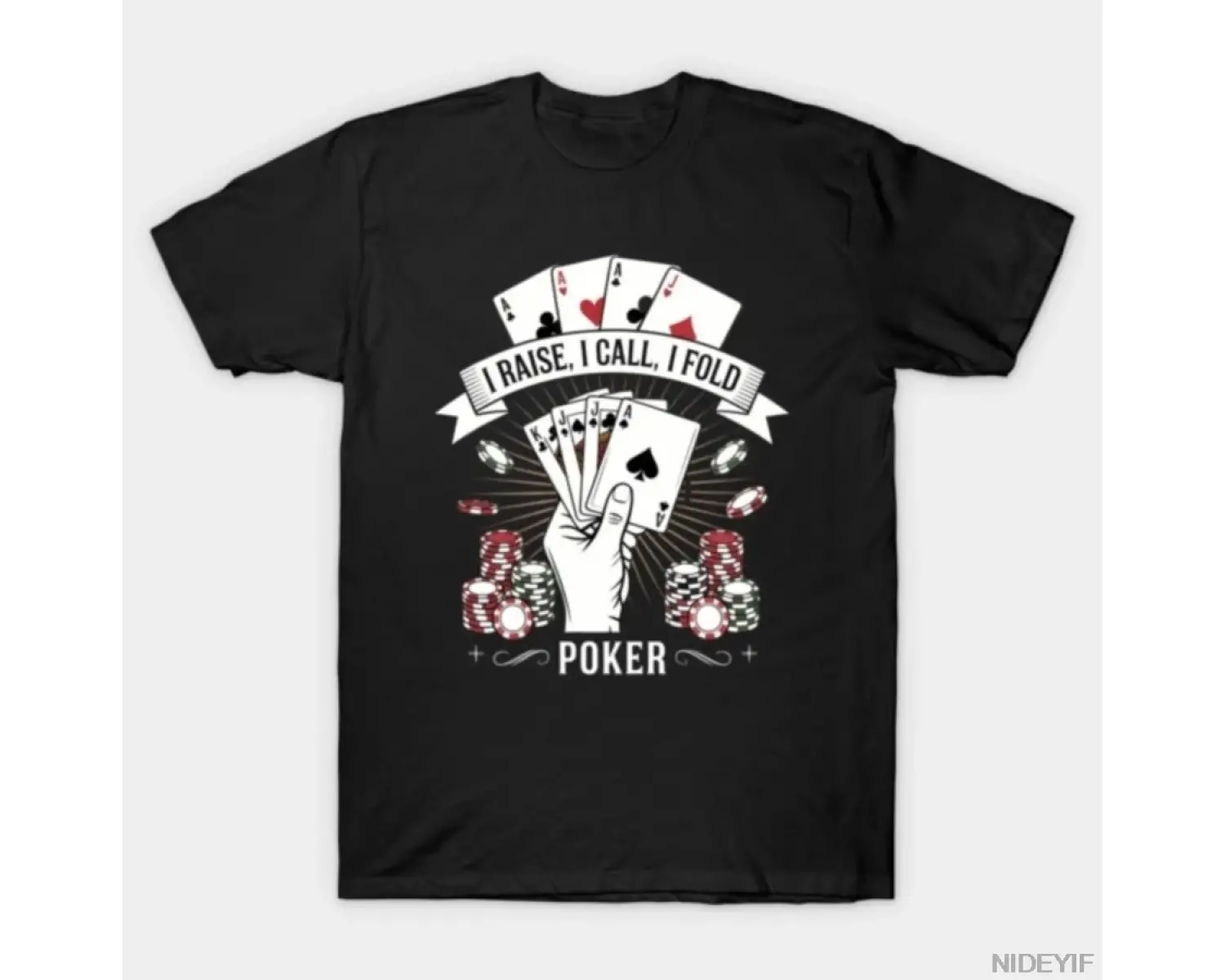 Komik Poker Oyuncusu Oyun Kartları Oynar Ben Yükselirim Ben Çağrıyorum Katlanırım Tişört Erke