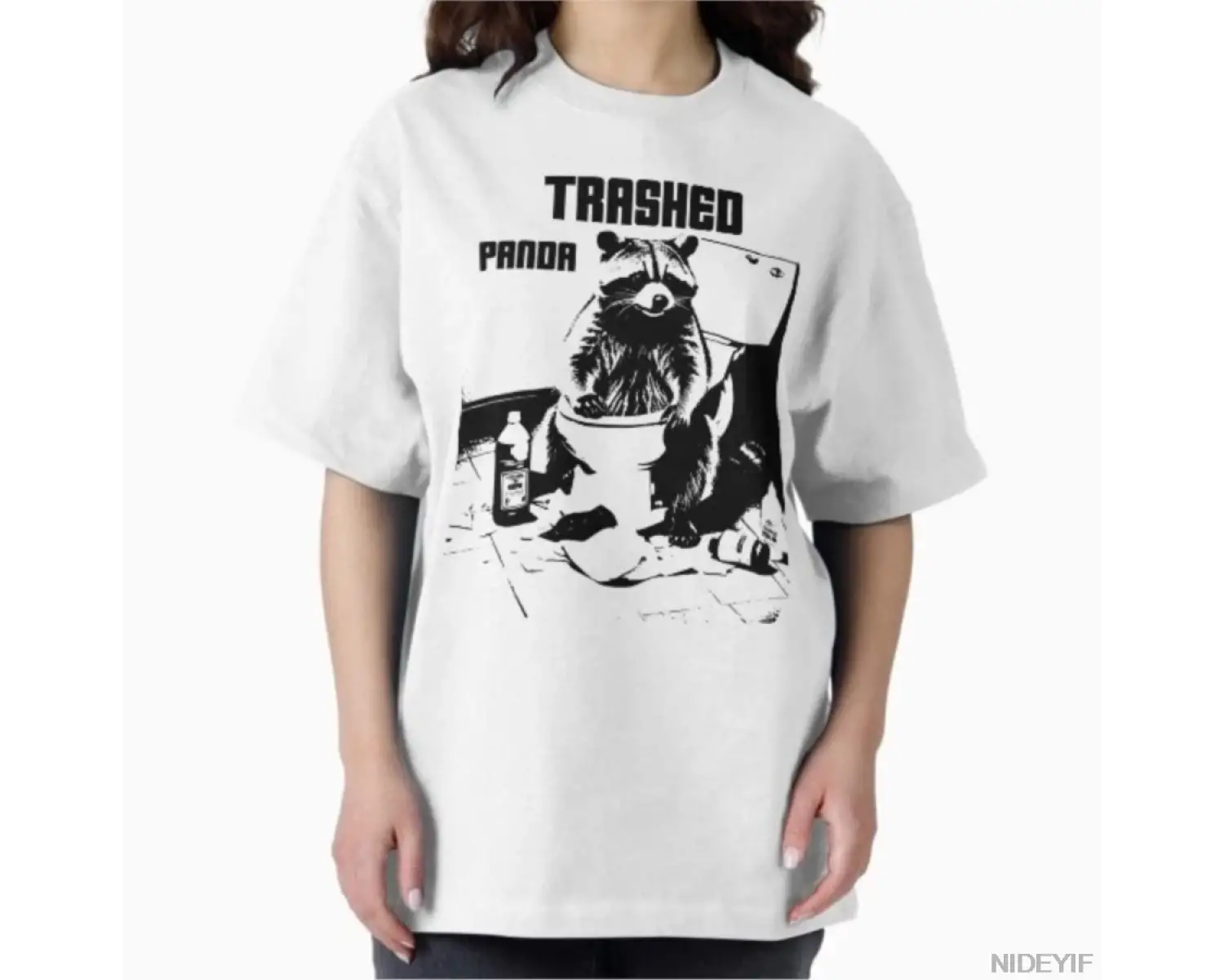 Komik Rakun Meme Pislikteli Panda Komik Sarhoş Rakun Tişörtü Erkekler Kadınlar İçin %100 Pamu