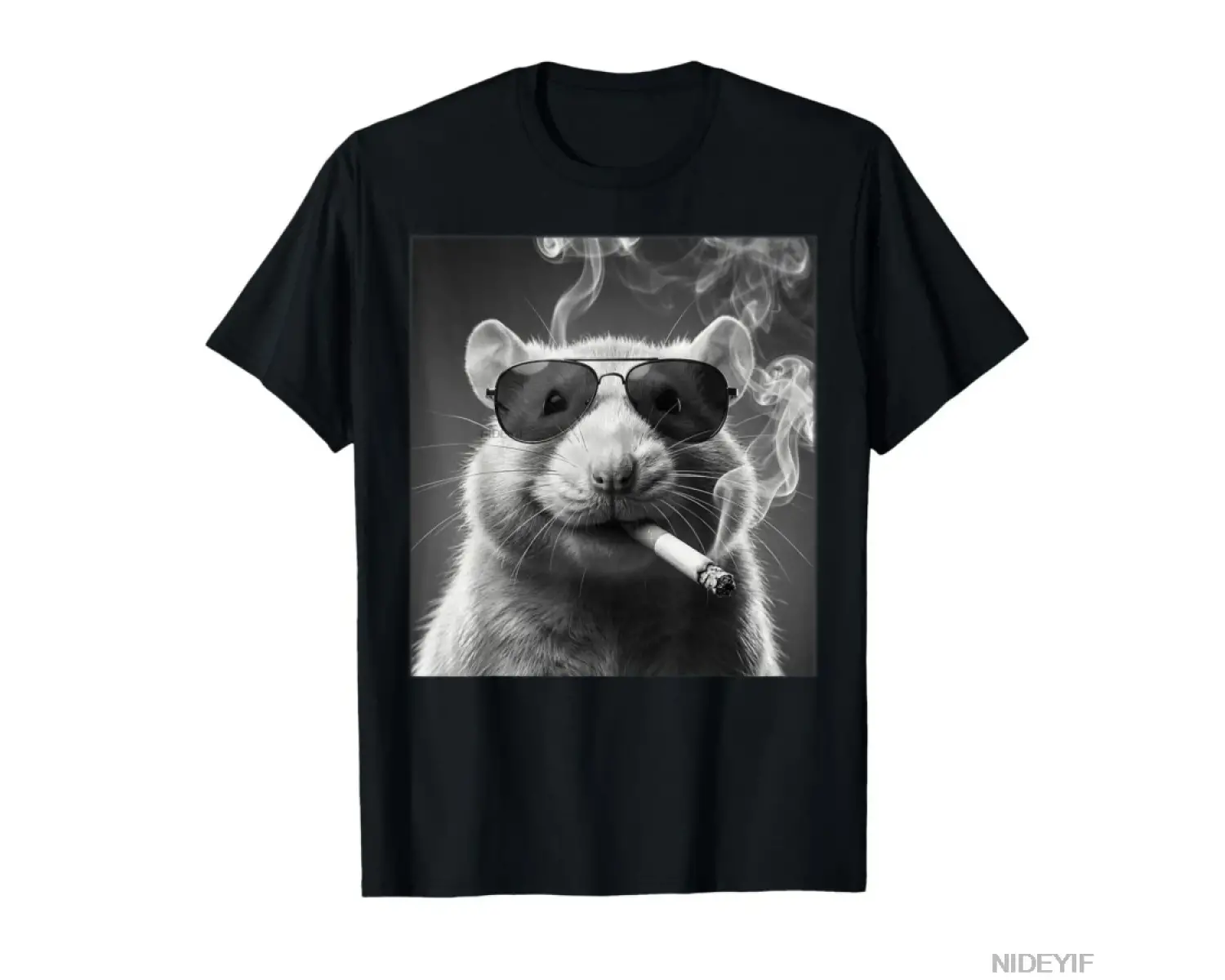 Komik Sıçan Sigara İçen Fotoğraf Kabini Meme T-shirt Erkekler Kadınlar Için % 100% Pamuk T Sh