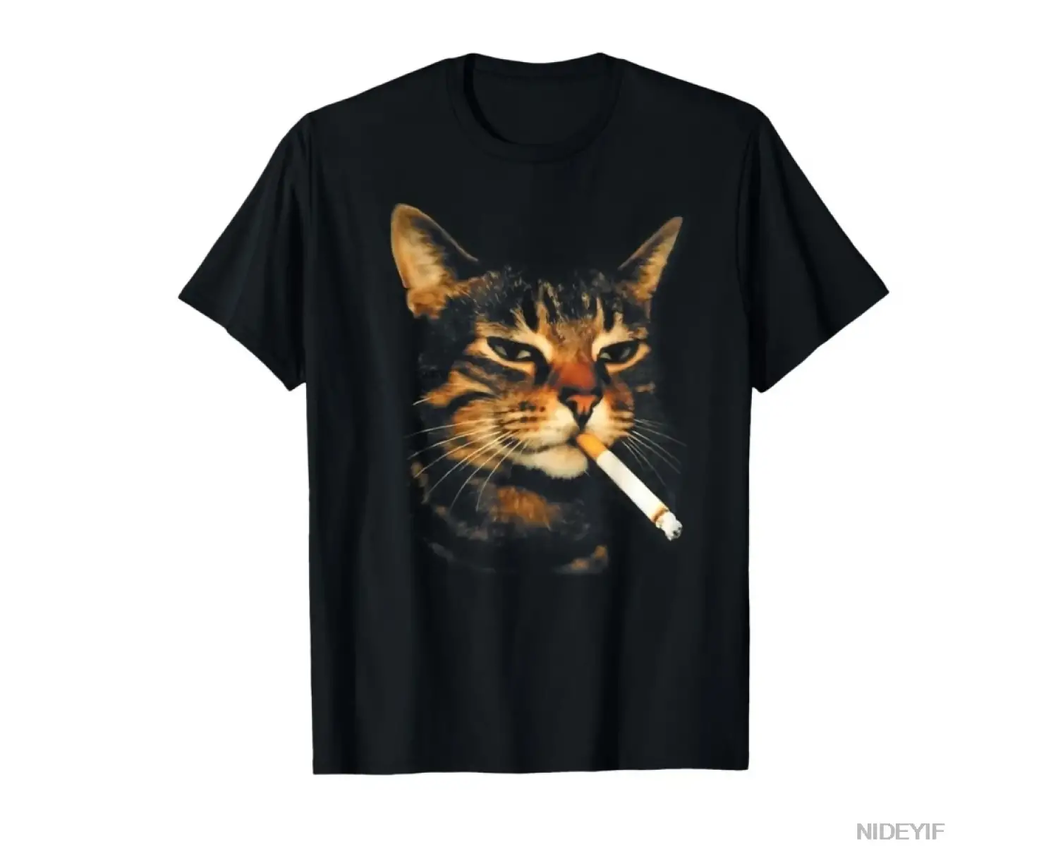 Komik Sigara İçen Kedi Sigara Yavru Kedi Meme Aptal Brainrot T-shirt Erkekler Kadınlar Için %