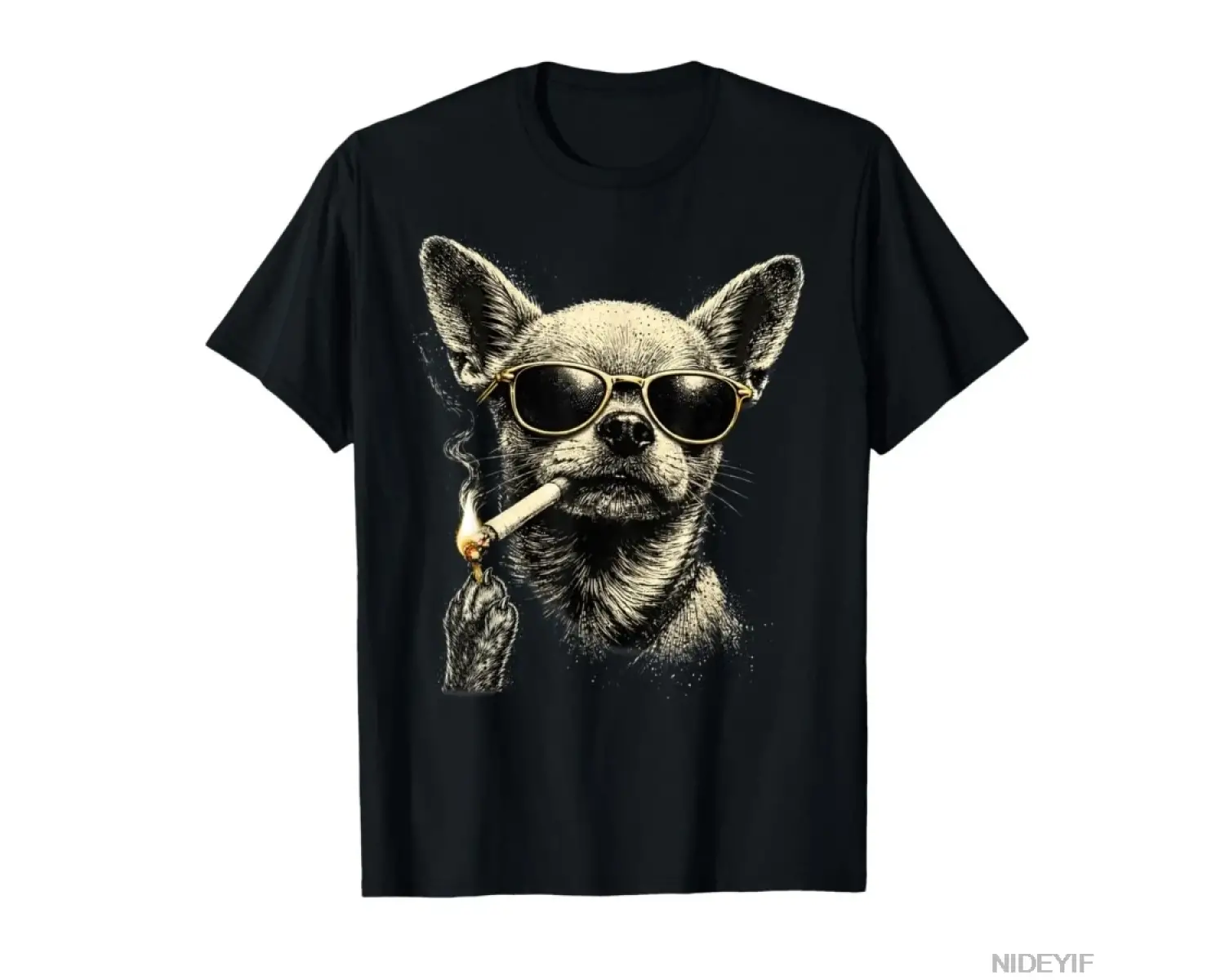 Köpek Sigara İçen Sigara Komik Chihuahua Meme T-shirt Erkekler Kadınlar Için % 100% Pamuk T S