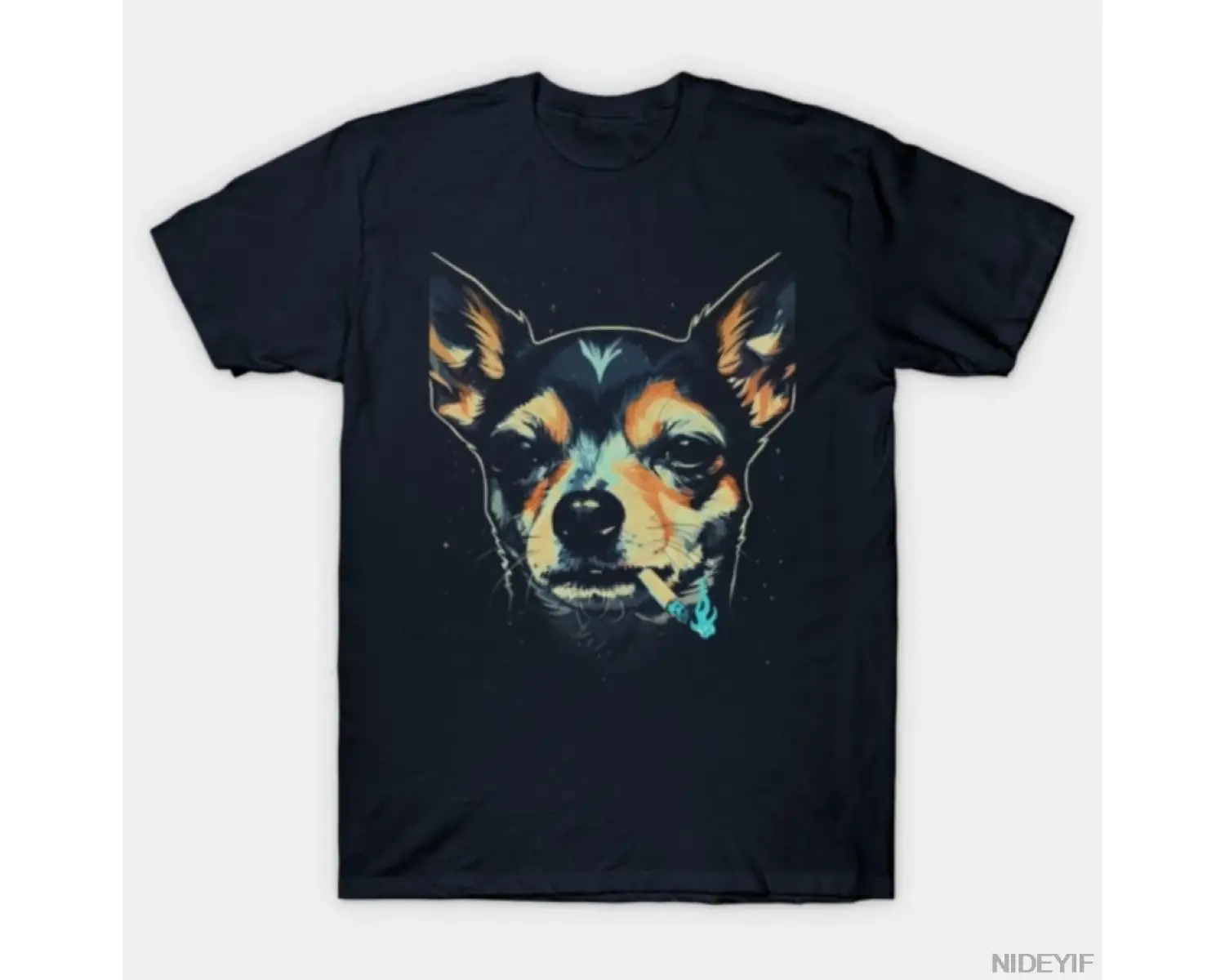 Köpek Sigara İçen Sigara Komik Chihuahua T-shirt Erkekler Kadınlar Için % 100% Pamuk T Shirt