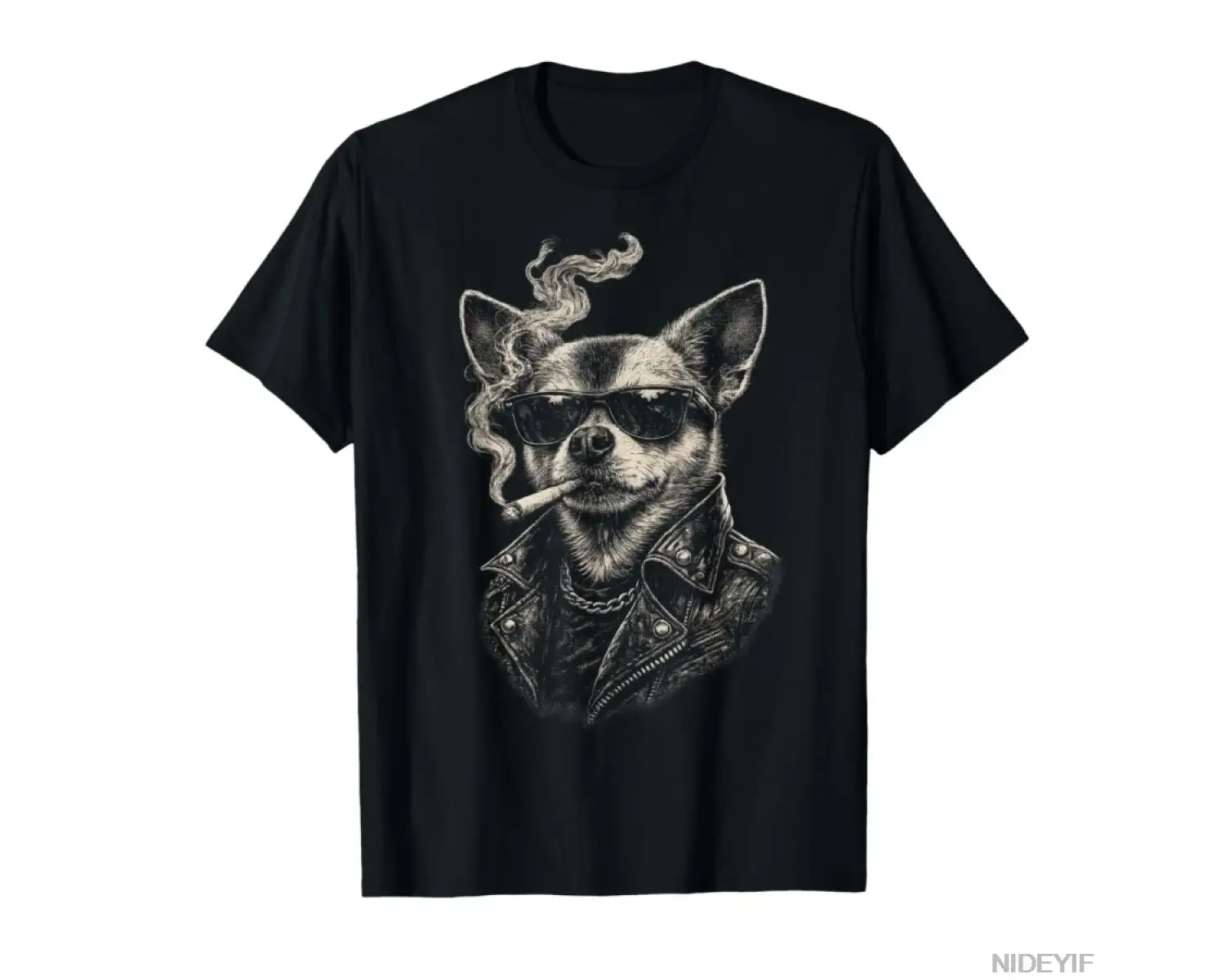 Köpek Sigara İçiyor Komik Chihuahua Meme T-shirt Erkekler Kadınlar Için % 100% Pamuk T Shirt