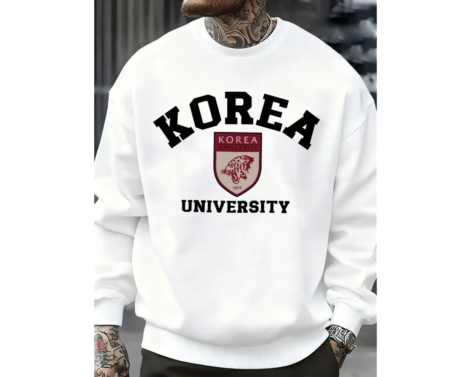 Kore Üniversitesi Desen Erkekler Kazak Sonbahar Hip Hop Kazaklar Gevşek Moda Unisex Tişörtü Y