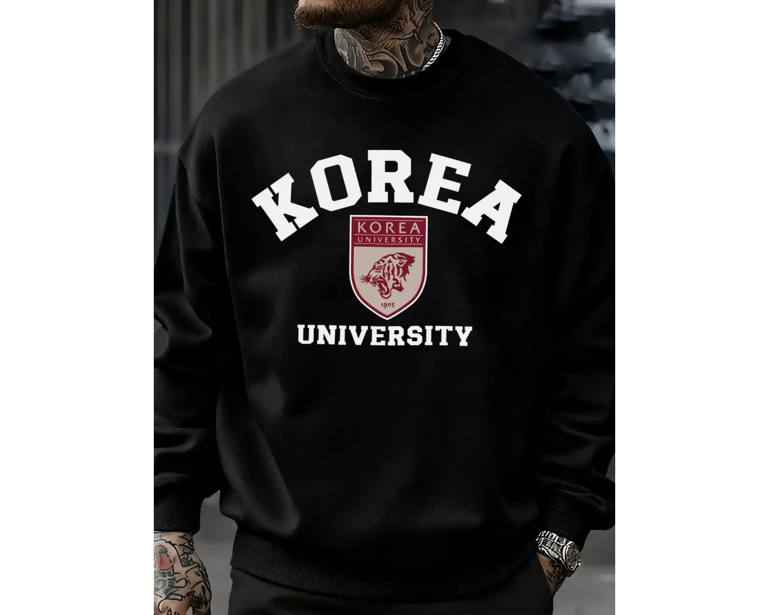 Kore Üniversitesi Desen Erkekler Kazak Sonbahar Hip Hop Kazaklar Gevşek Moda Unisex Tişörtü Y