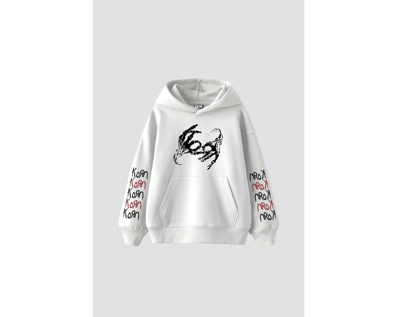 Korn Baskılı Oversize Unisex Beyaz