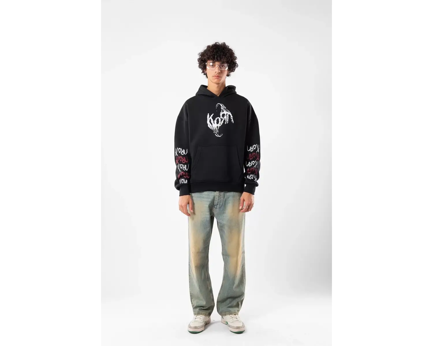 Korn Baskılı Oversize Unisex Beyaz