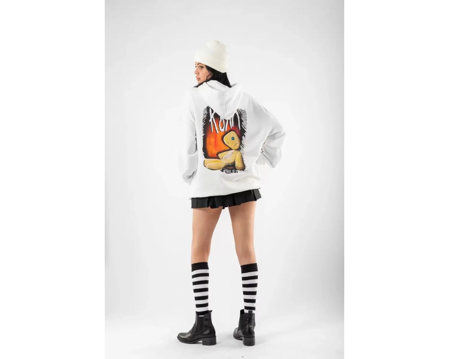 Korn Baskılı Oversize Unisex Beyaz