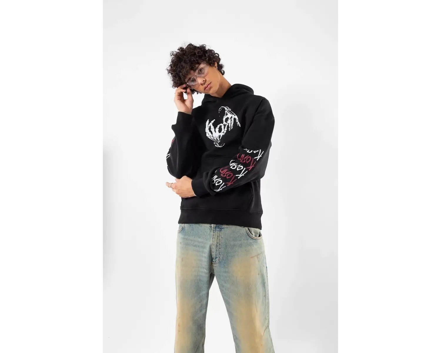 Korn Baskılı Oversize Unisex Beyaz