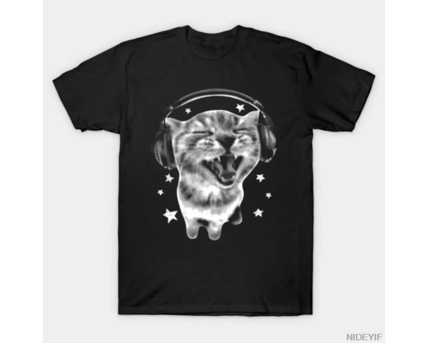 Kulaklıklar Kedi Komik Y2K Grunge Aptal Grafik Meme T-shirt Erkekler Kadınlar Için % 100% Pam