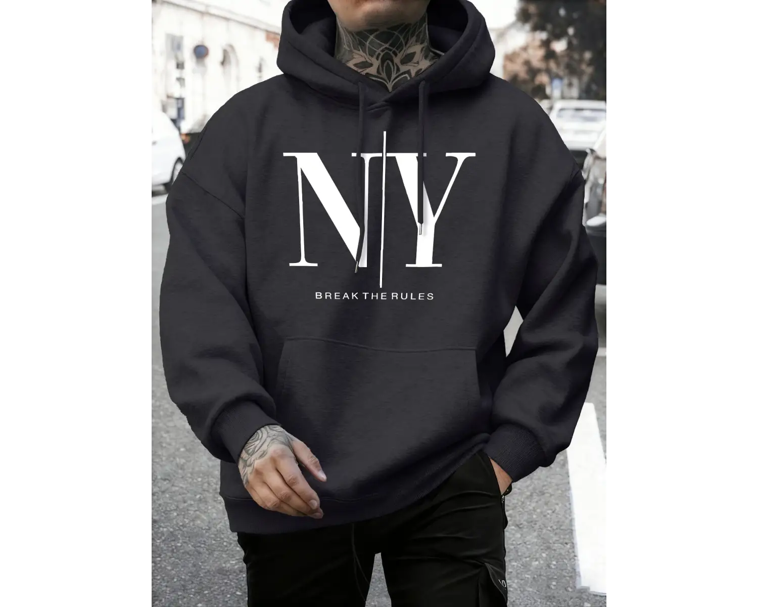 Kuralları Bozun Evet Hayır Baskılı Sonbahar Polar Tişörtü Erkek Yumuşak Koşu Kapüşonlu Üstü S