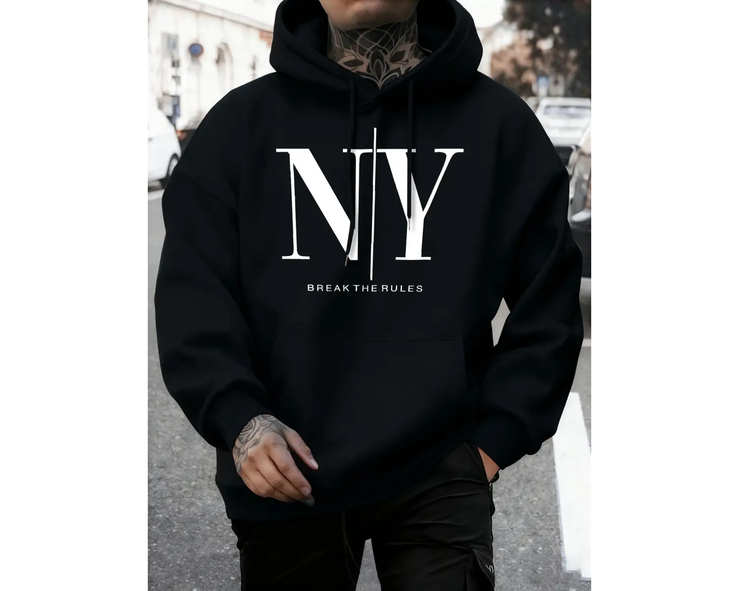 Kuralları Bozun Evet Hayır Baskılı Sonbahar Polar Tişörtü Erkek Yumuşak Koşu Kapüşonlu Üstü S