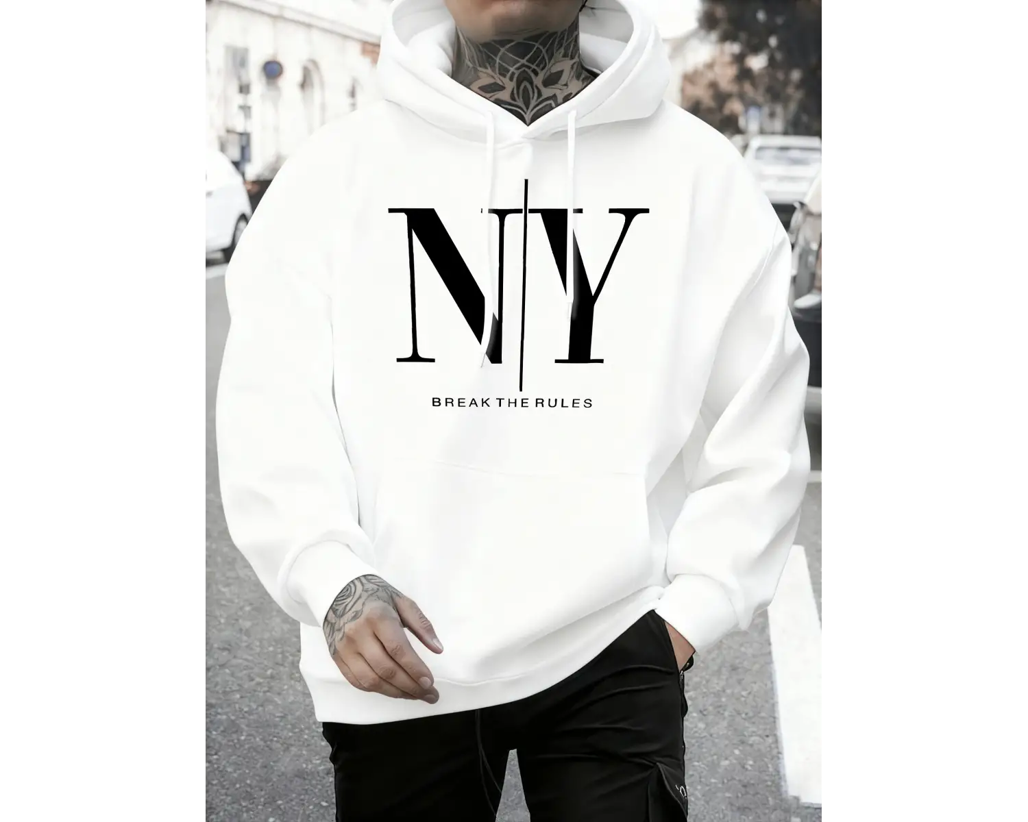 Kuralları Bozun Evet Hayır Baskılı Sonbahar Polar Tişörtü Erkek Yumuşak Koşu Kapüşonlu Üstü S