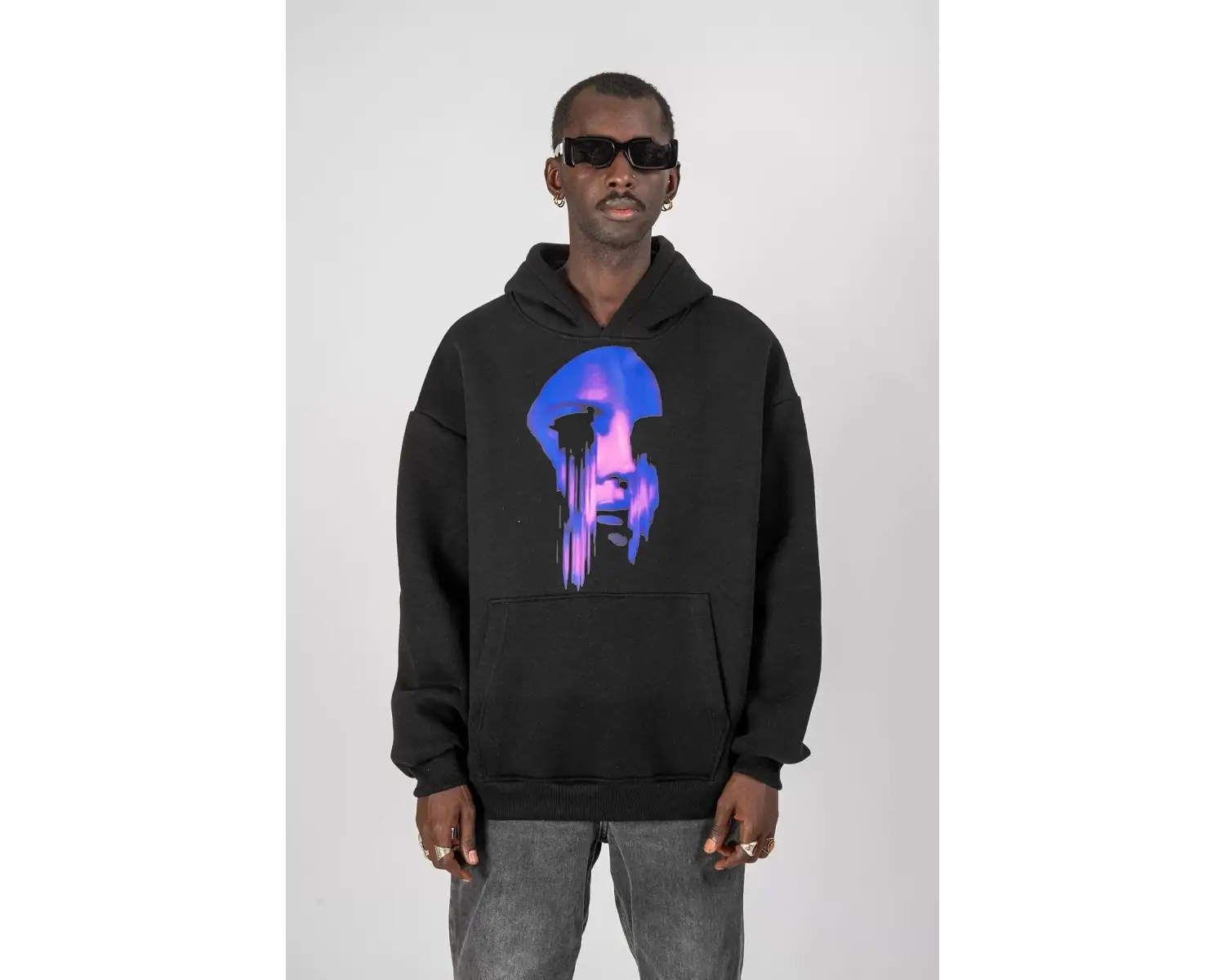 Lana Baskılı Oversize Unisex Siyah