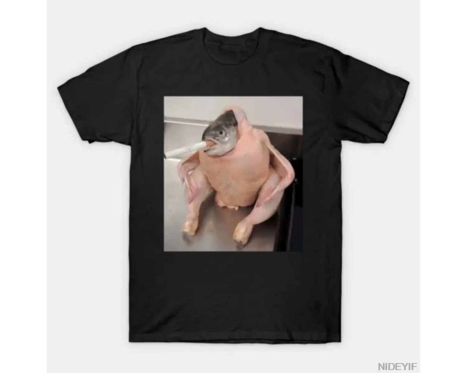 Lanetli Görüntüler Balık Tavuk Erkekler Kadınlar Için T-shirt % 100% Pamuk T Shirt Kısa Kollu