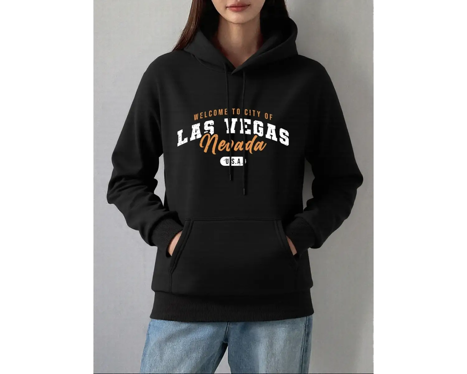 Las Vegas Nevada Abd Baskı Kapüşonlular Bayan Kış Polar Sıcak Tişörtü Rahat Gevşek Kazaklar T