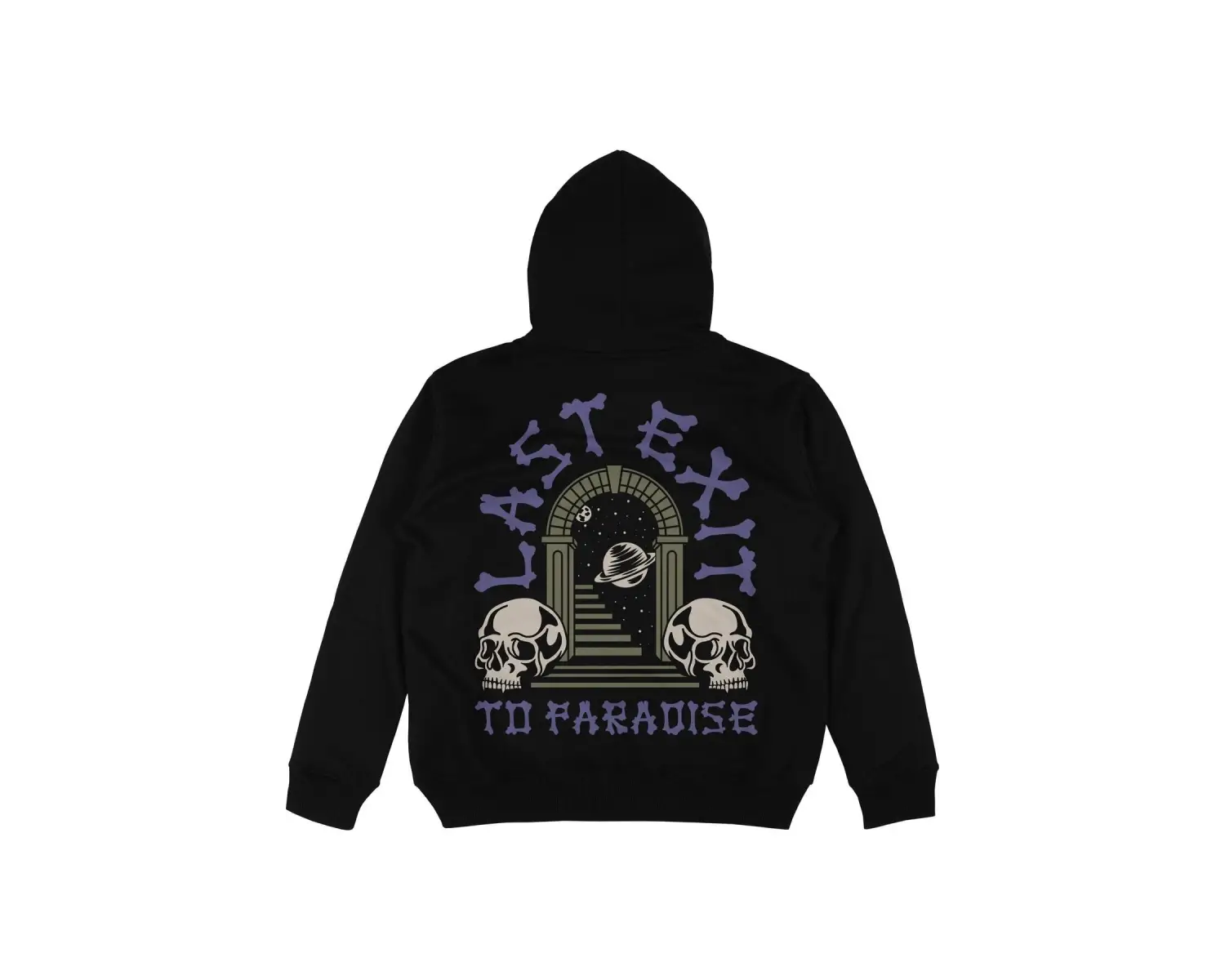 Last Exit Siyah Oversize Unisex Kapüşonlu Sweatshirt Hoodie