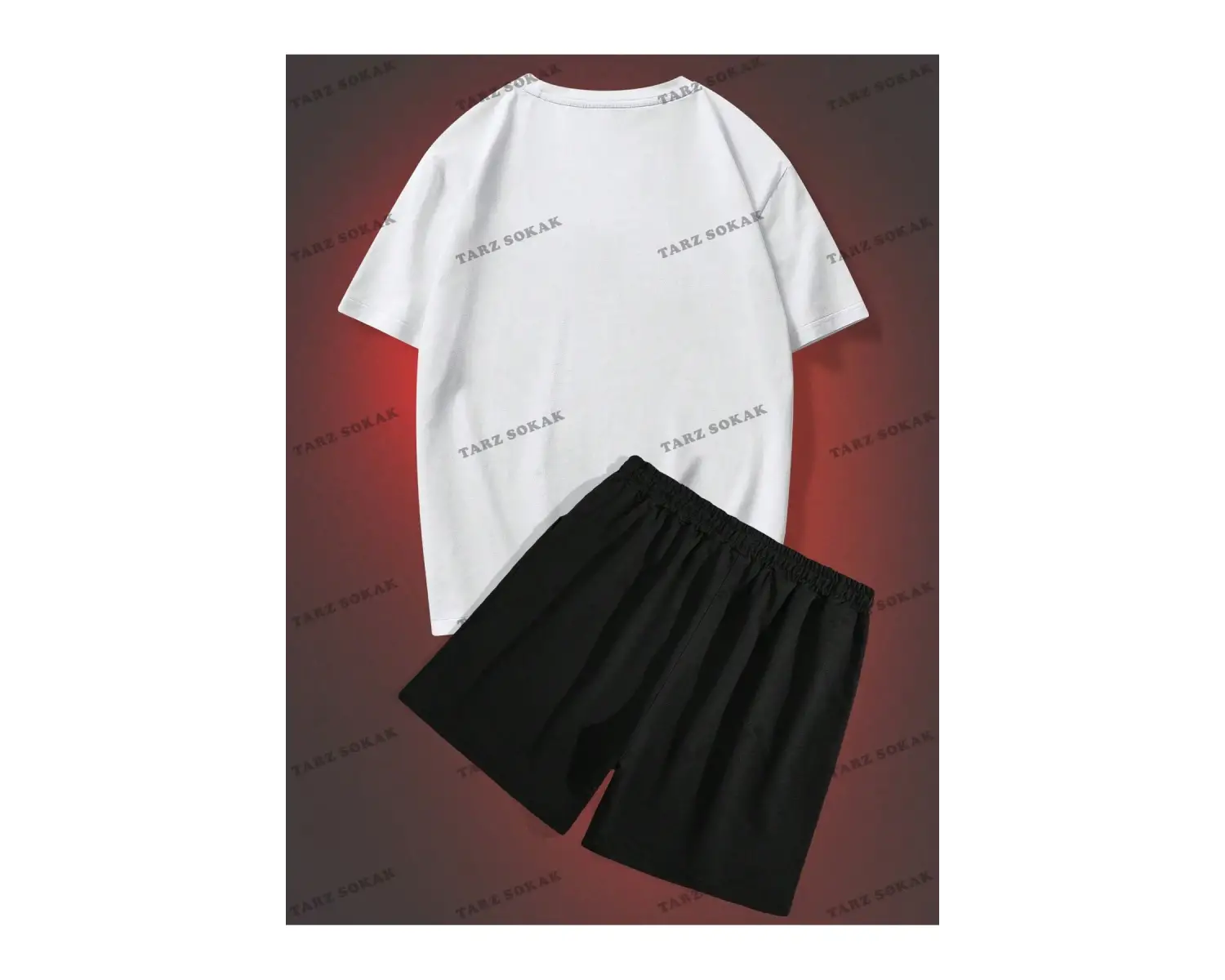 LEGND Erkek Oyun Kartı Baskılı Tişört ve İpli Bel Şort