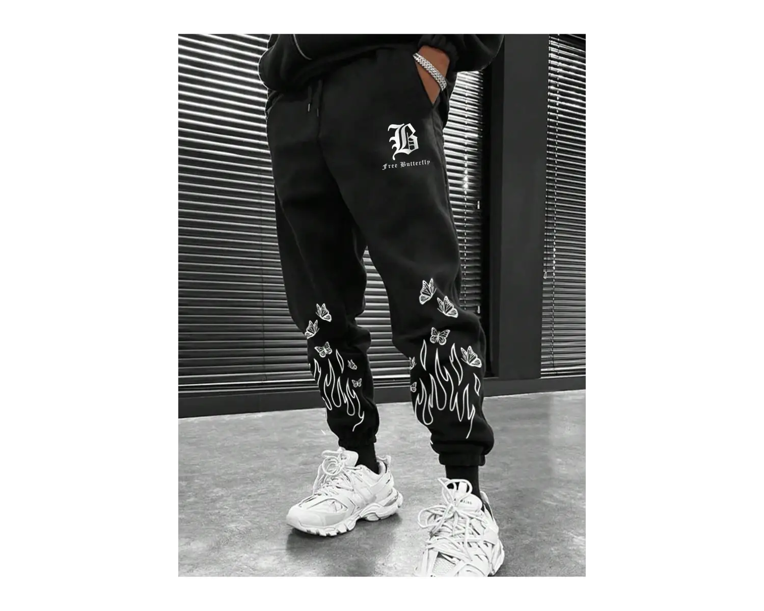 LEGND Fire & Letter Graphic Drawstring Waist Eşofman Altı