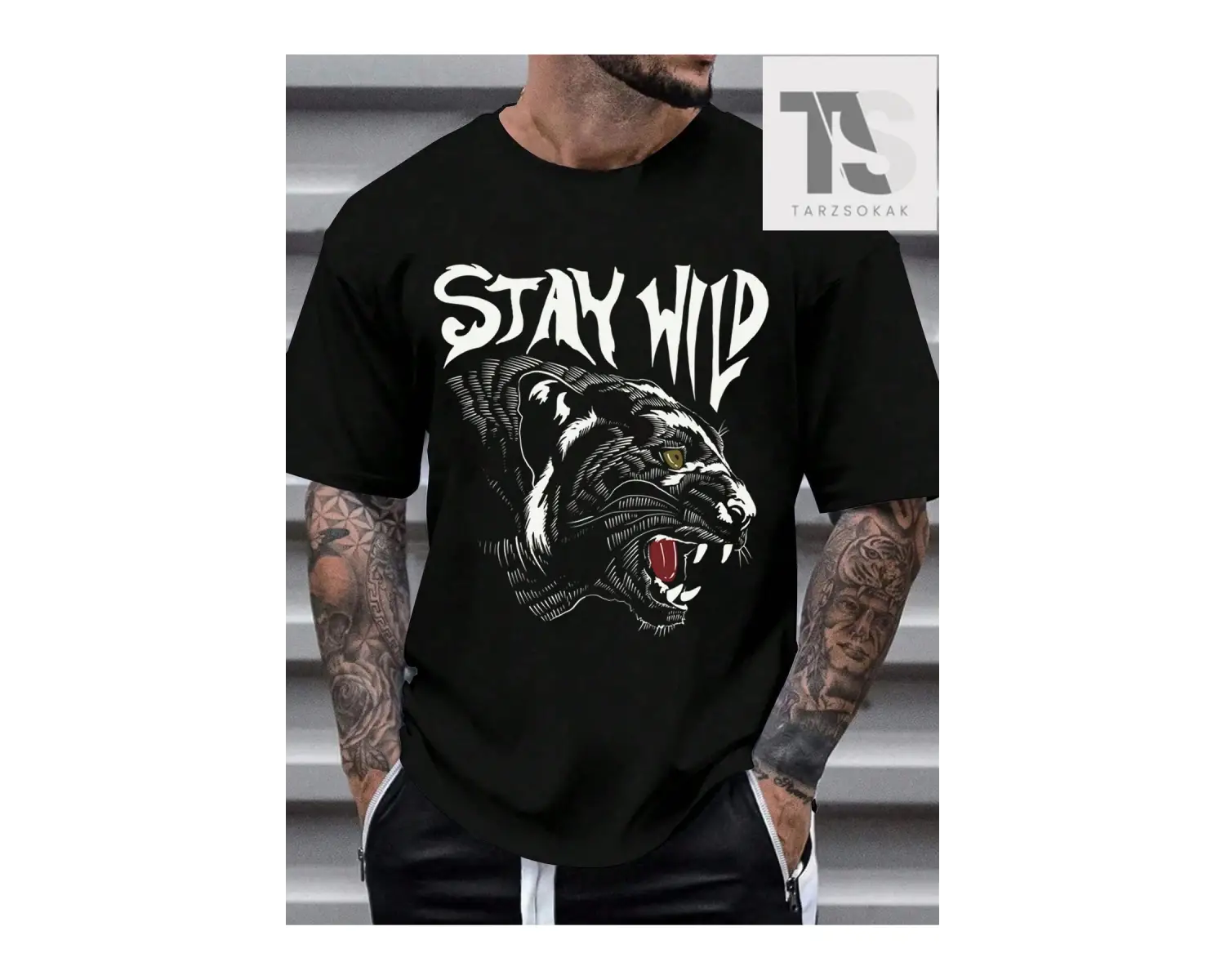 LEGND Siyah Yuvarlak Yaka Kısa Kollu Örme Erkek Tişört