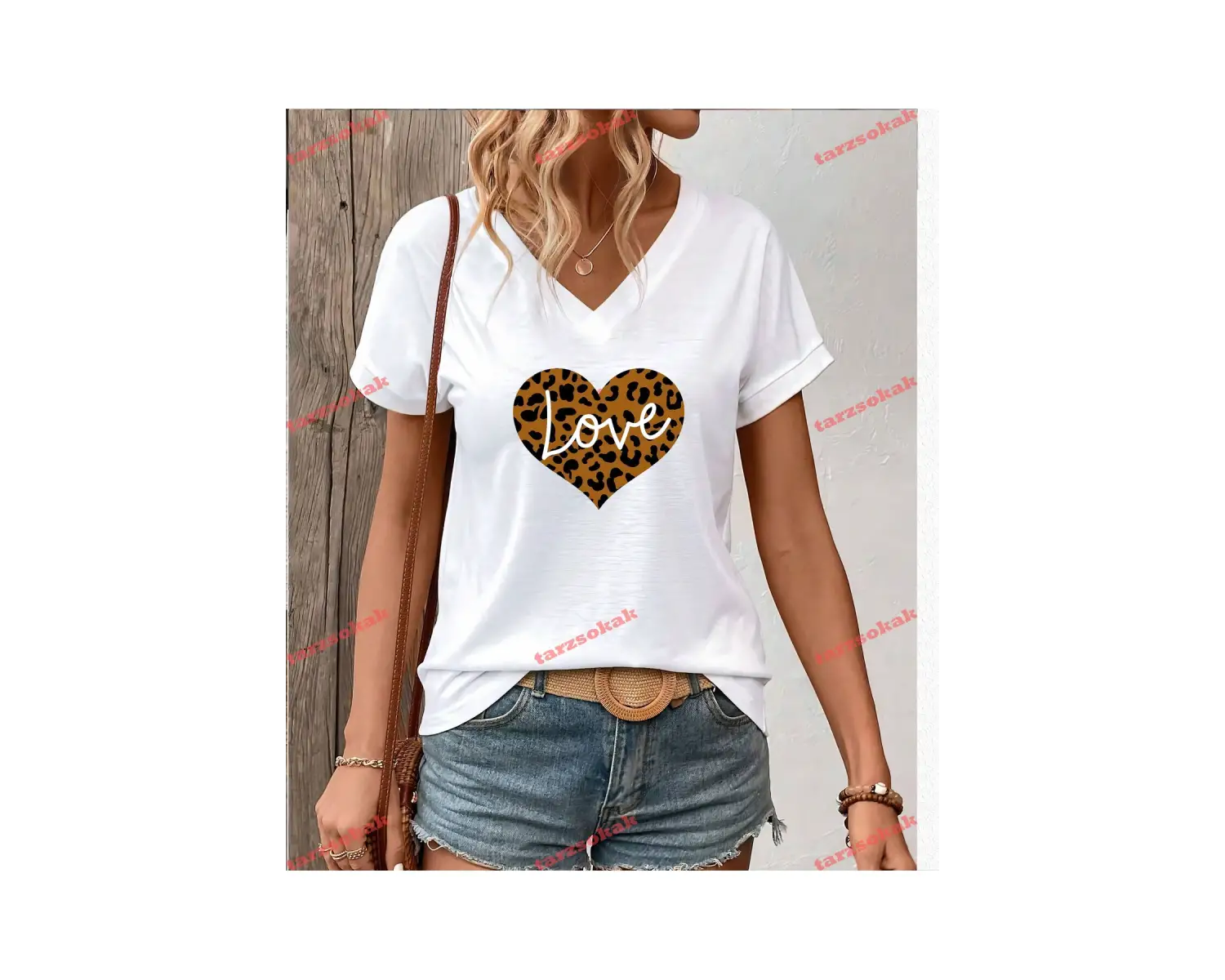 LEOPAR DESENLİ DESENLİ KALP LOVE