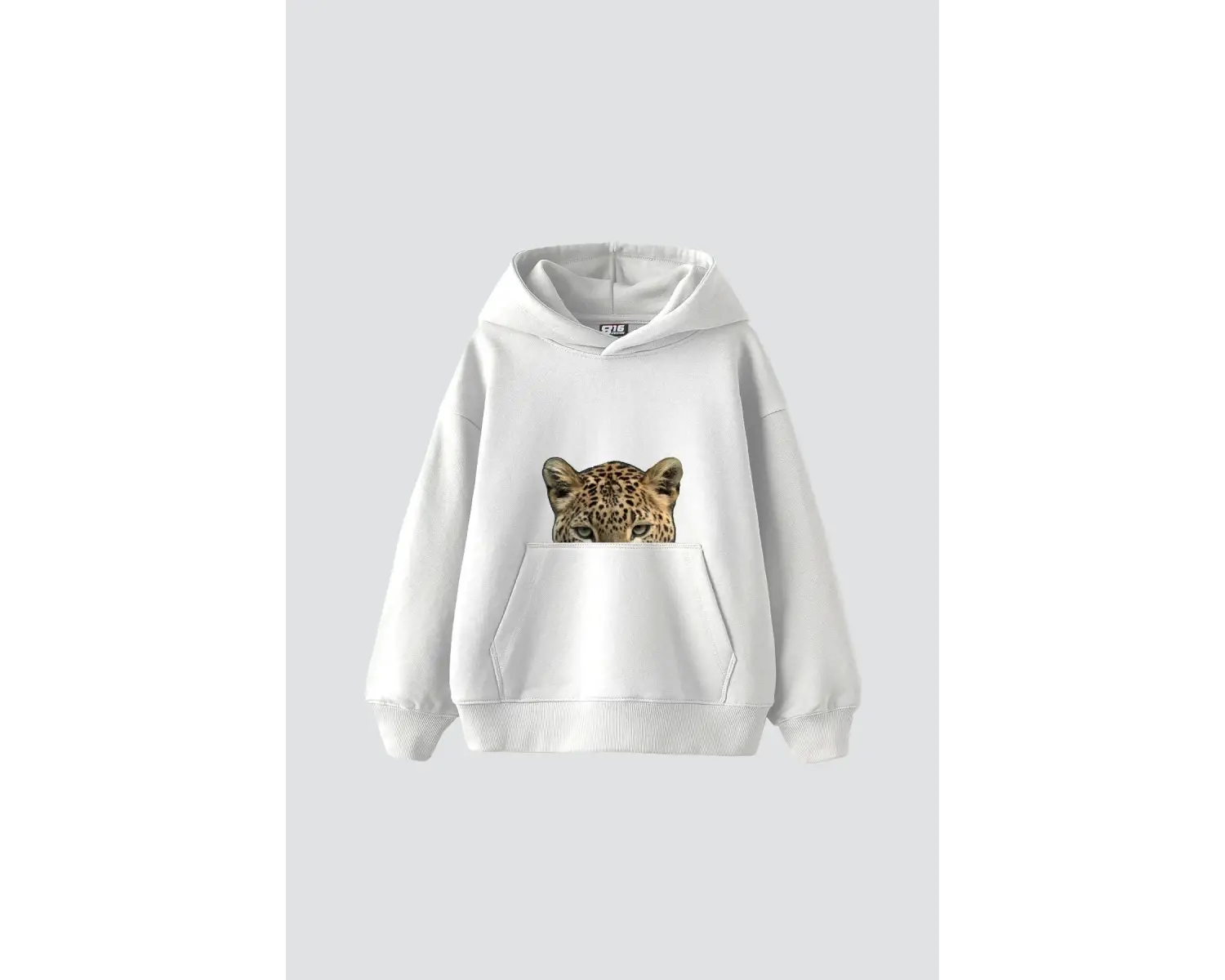 Leopar Eyes Baskılı Oversize Unisex Premium Beyaz