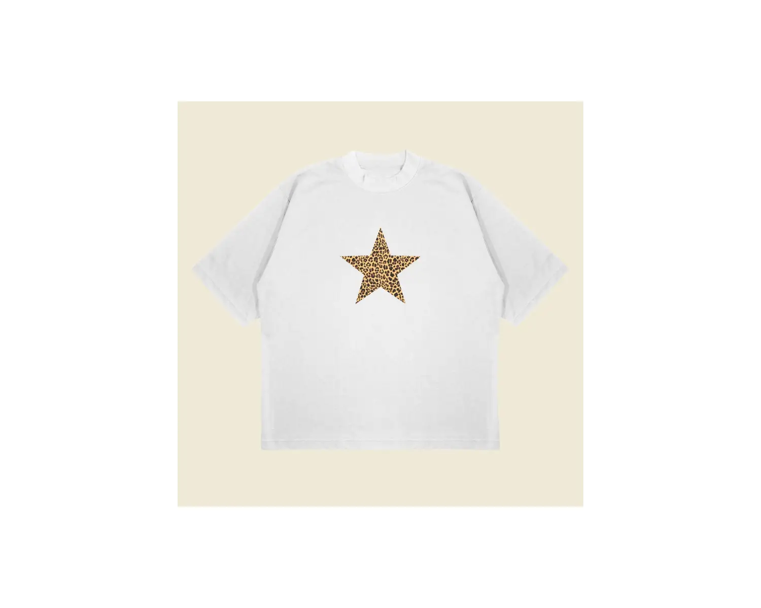 Leopar Starz Baskılı Oversize Unisex Pamuklu Nefes Alan Kalın Kumaşlı