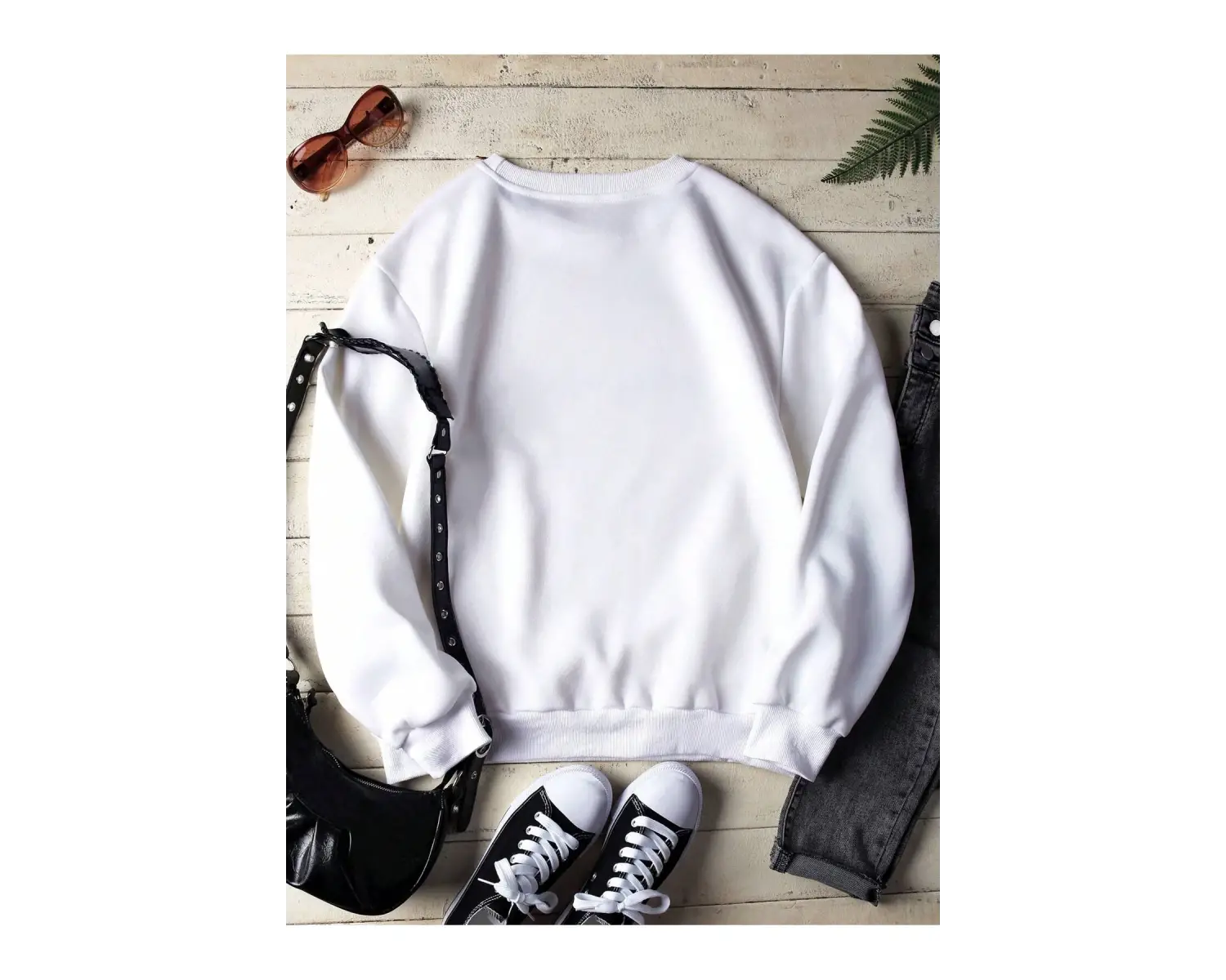 Leopard & Letter Graphic Lined Sweatshirt Beyaz