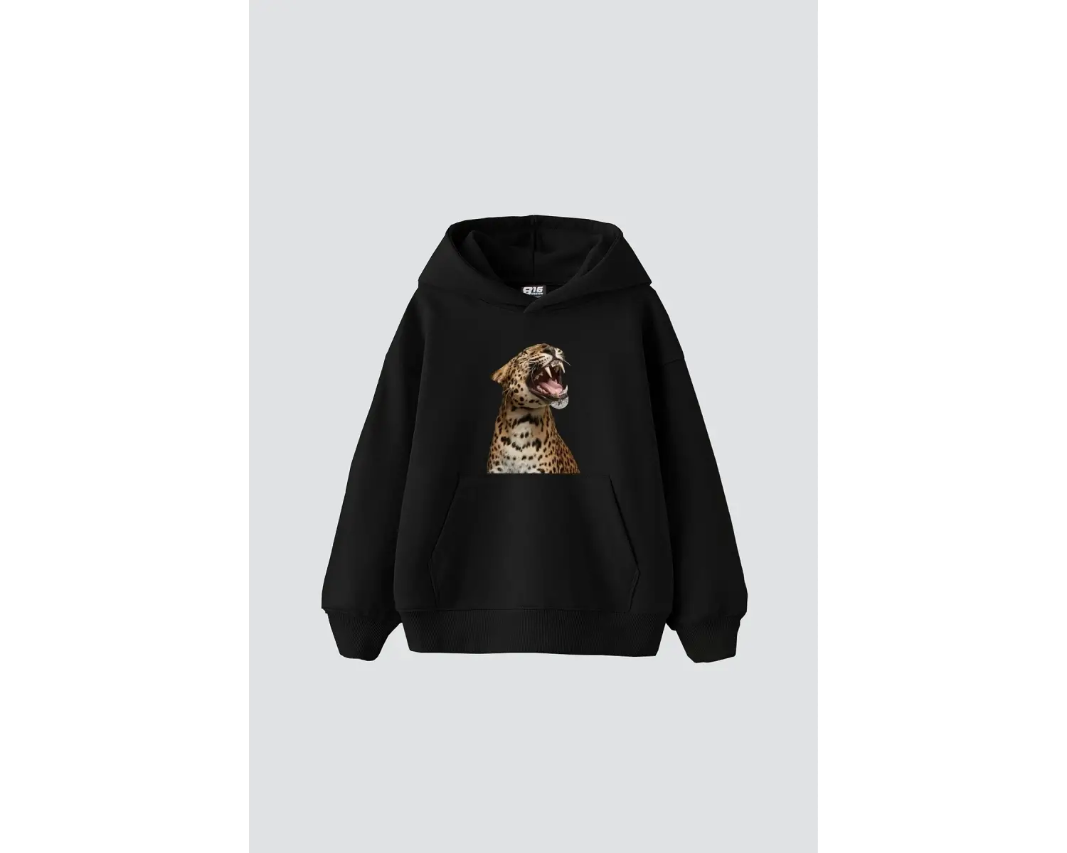 Leopard Siluet Baskılı Oversize Unisex Premium Beyaz