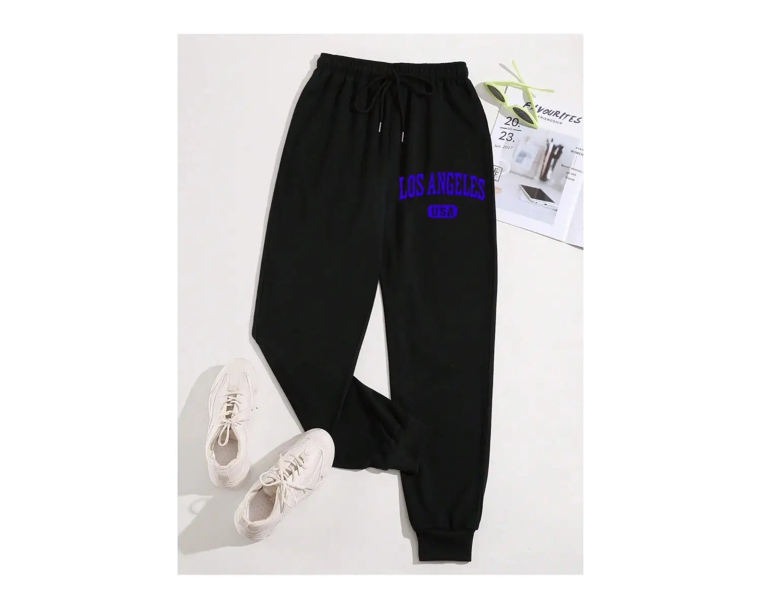 Letter Graphic Drawstring Waist 4 Mevsim Eşofman