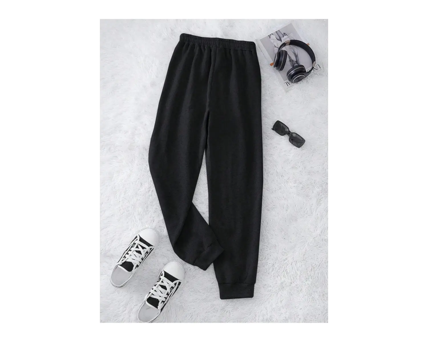 Letter Graphic Drawstring Waist 4 Mevsim Eşofman