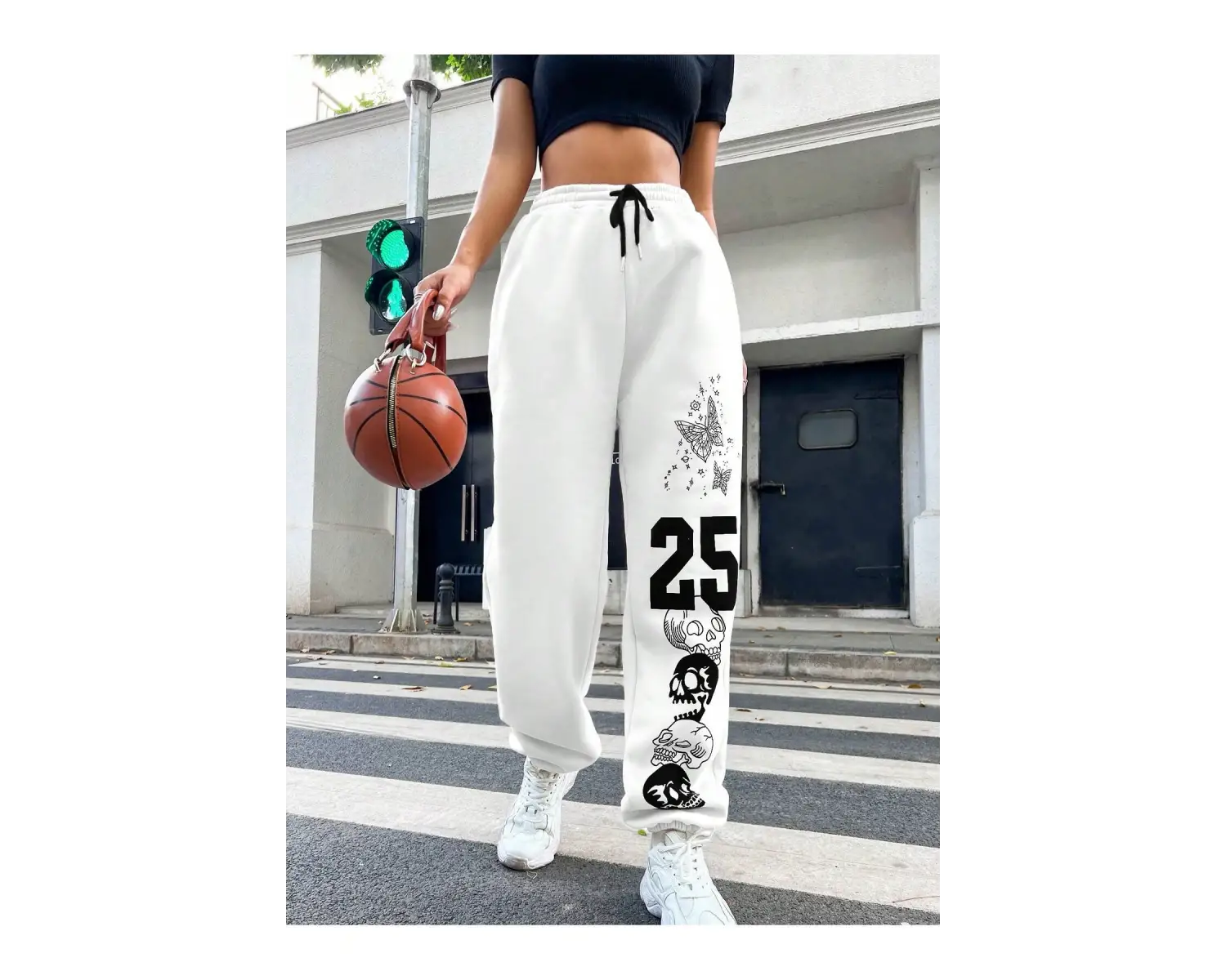 Letter Graphic Drawstring Waist 4 Mevsim Eşofman