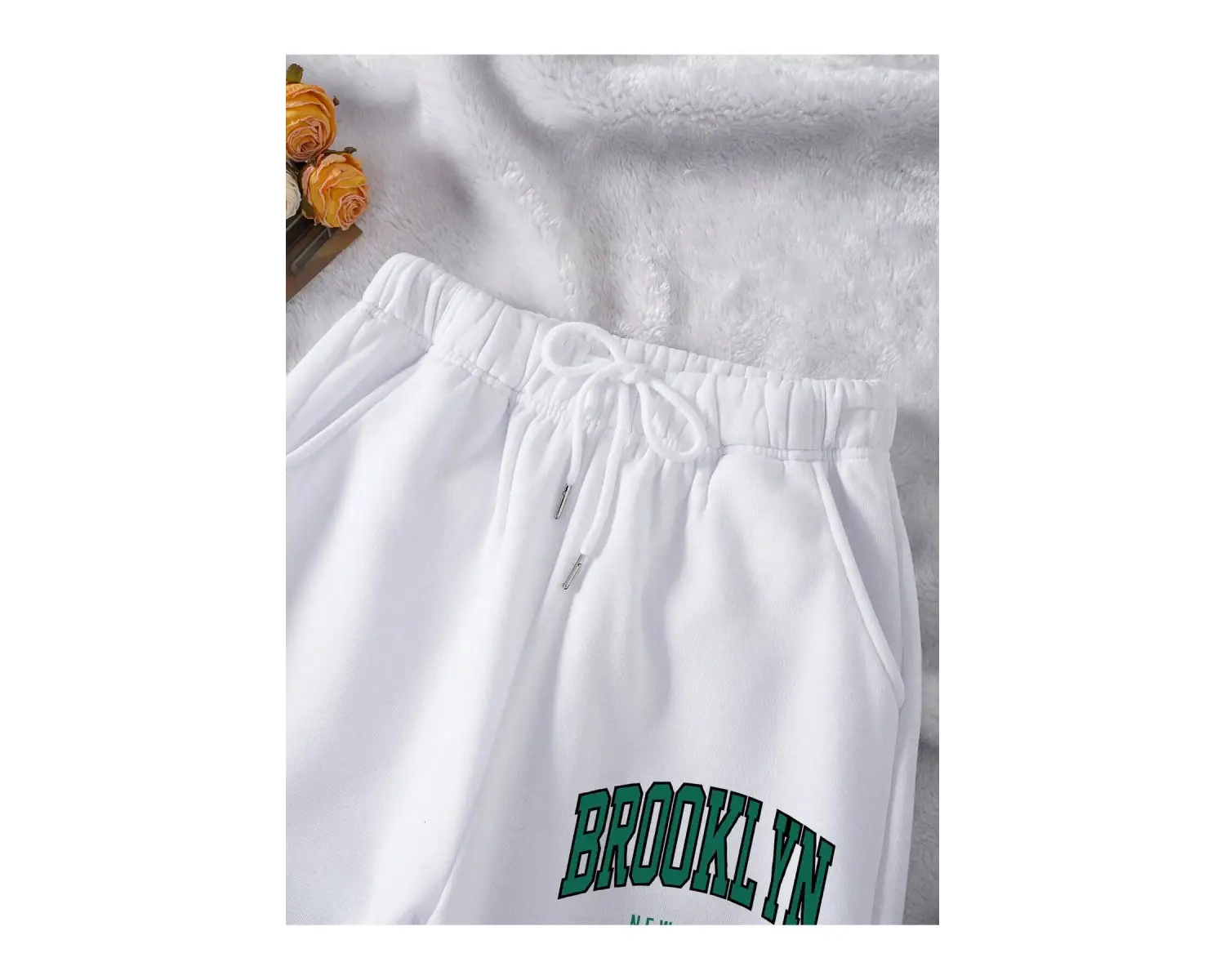 Letter Graphic Drawstring Waist 4 Mevsim Eşofman