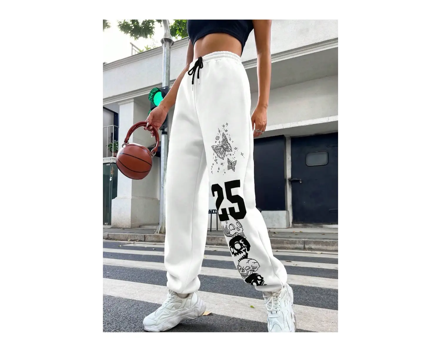 Letter Graphic Drawstring Waist 4 Mevsim Eşofman