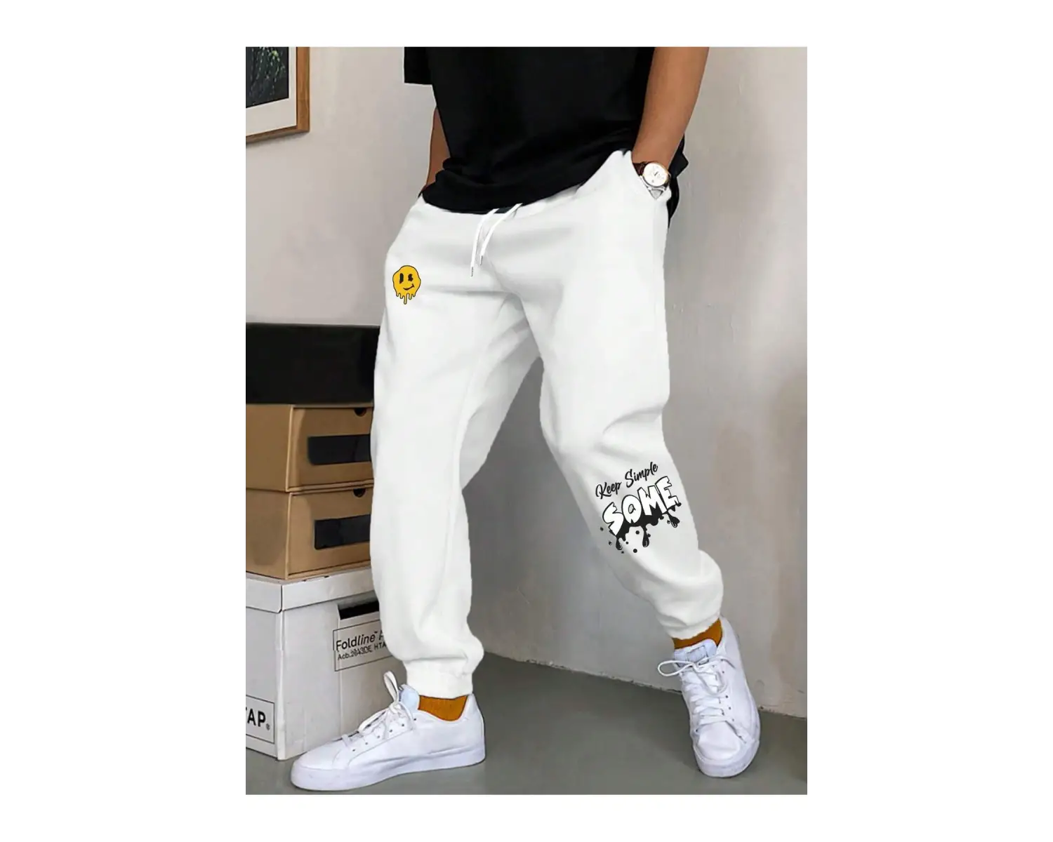 Letter Graphic Drawstring Waist Eşofman Altı