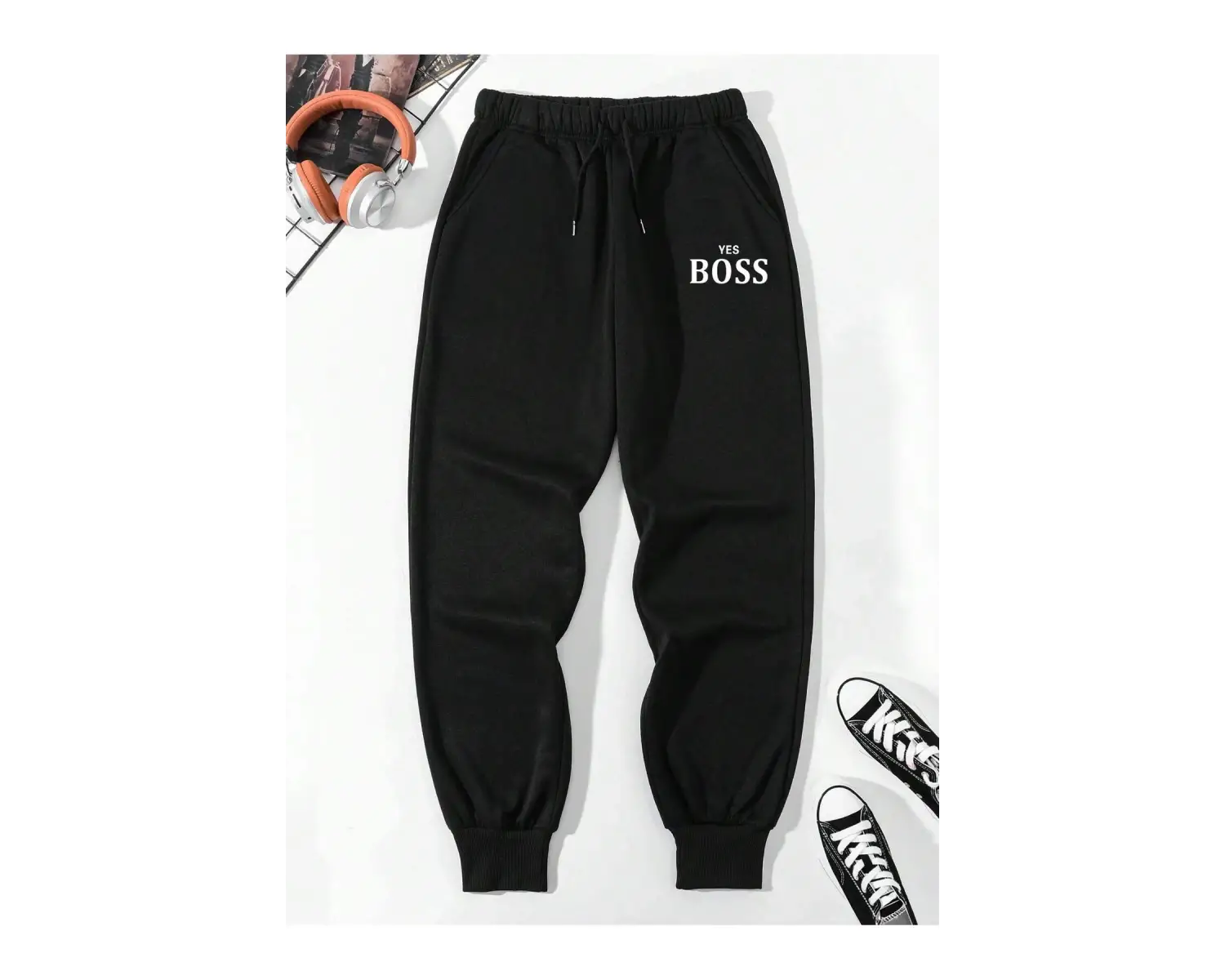 Letter Graphic Drawstring Waist Pants