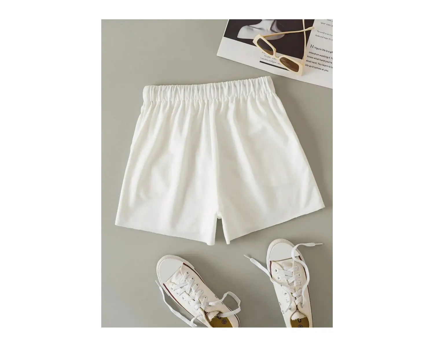 Letter Graphic Drawstring Waist Şort