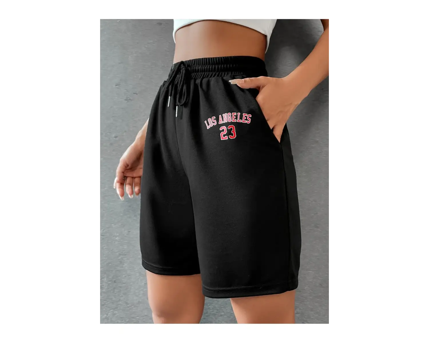 Letter Graphic Drawstring Waist Şort