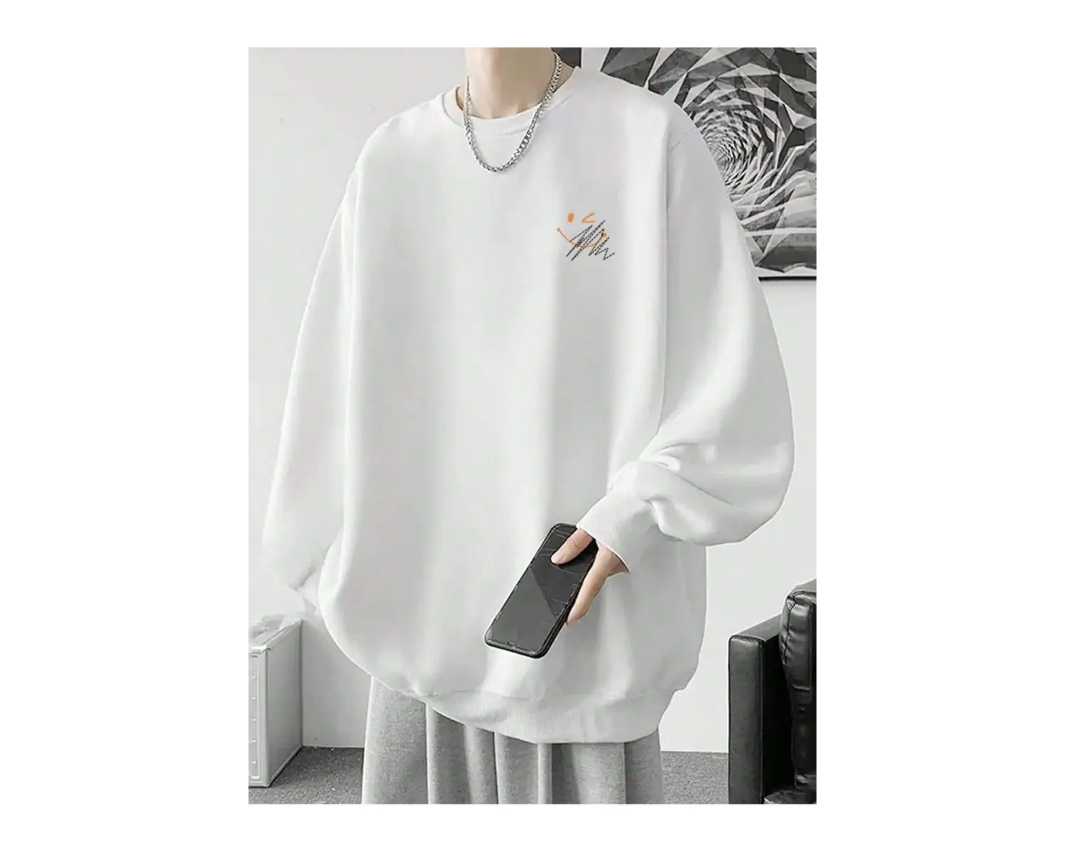 Letter Graphic Drop Shoulder Sweatshirt Beyaz