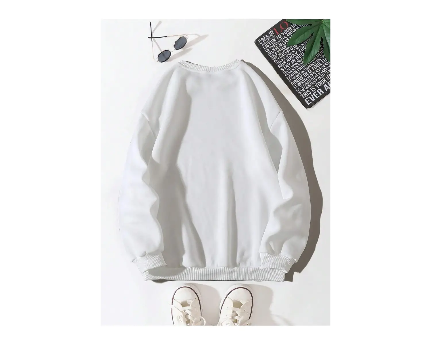Letter Graphic Drop Shoulder Sweatshirt Beyaz