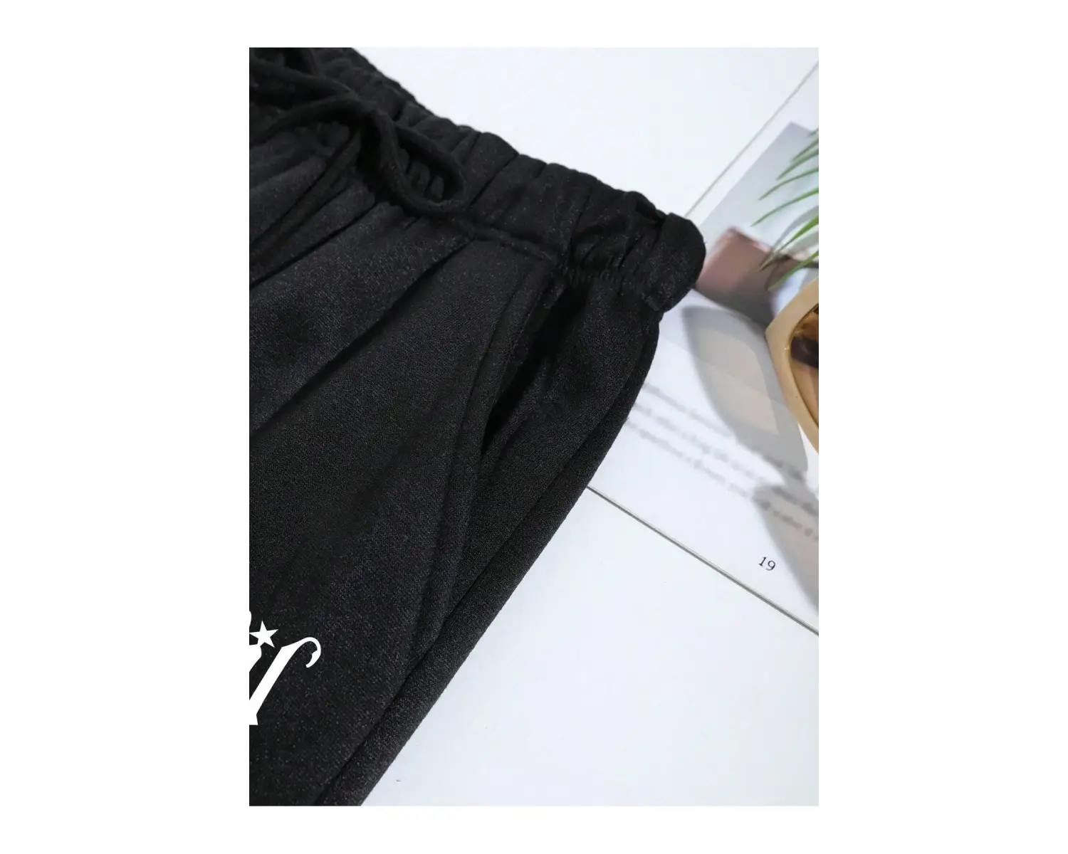 Letter Graphic Elastic Waist 4 Mevsim Eşofman