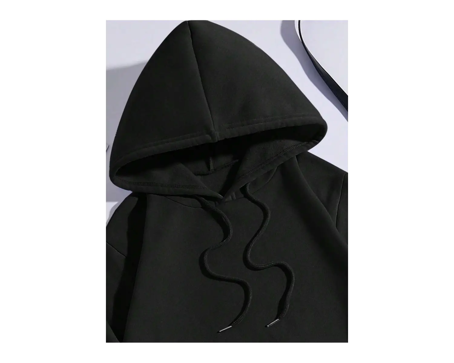 Letter Graphic Kangaroo Pocket Drawstring Lined Hoodie Siyah