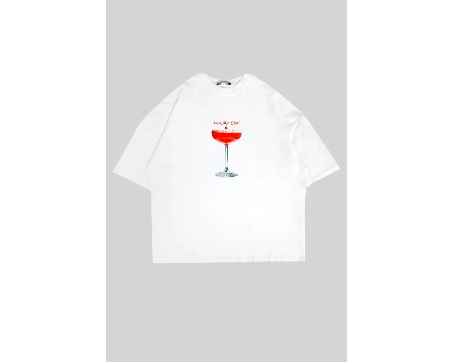 Lick My Chili Baskılı Beyaz Oversize Unisex