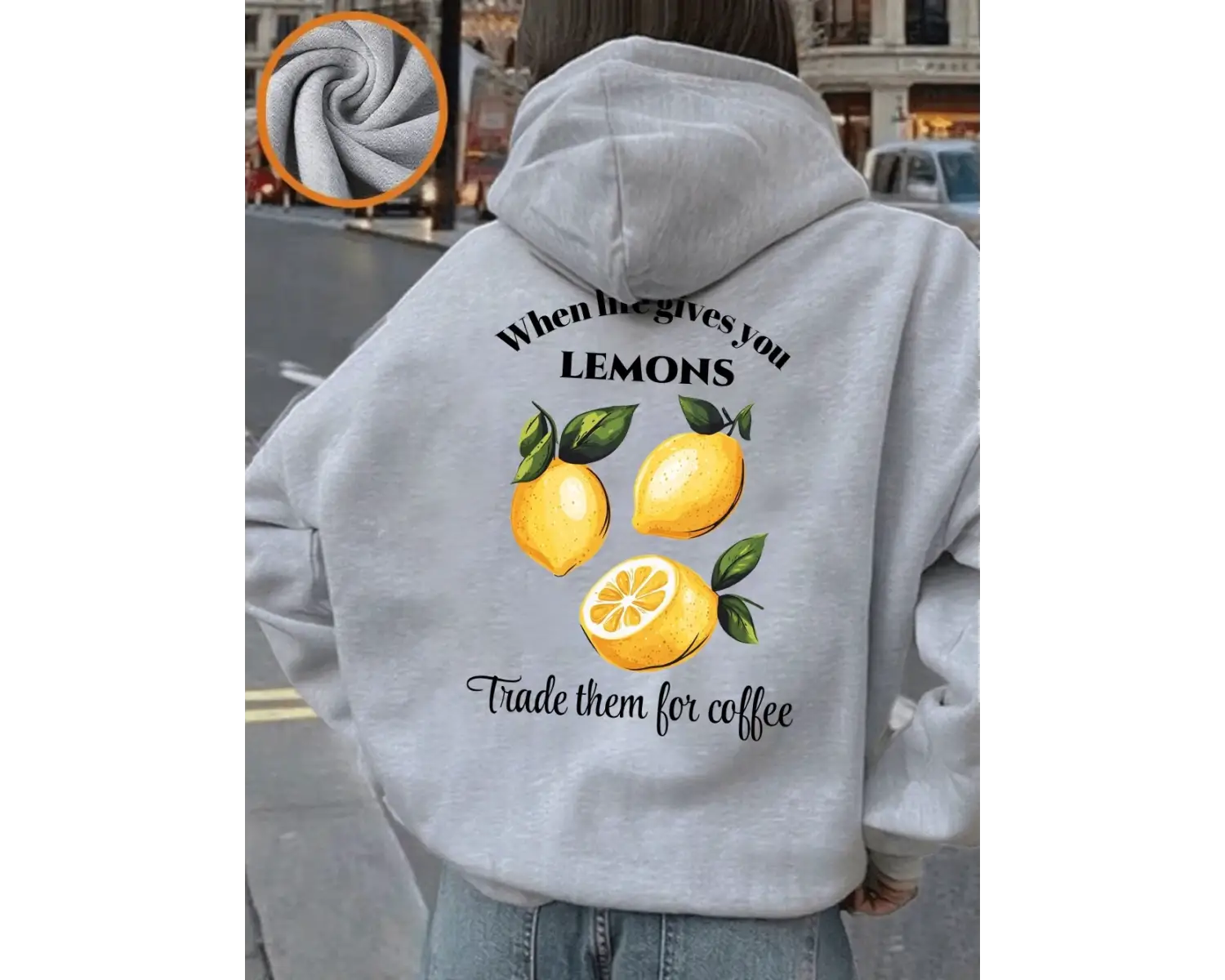 Life Gives Lemons Trade Got Coffee Baskılı Kapüşonlu Üstler Kadınlar İçin Basit Bol Sweatshir