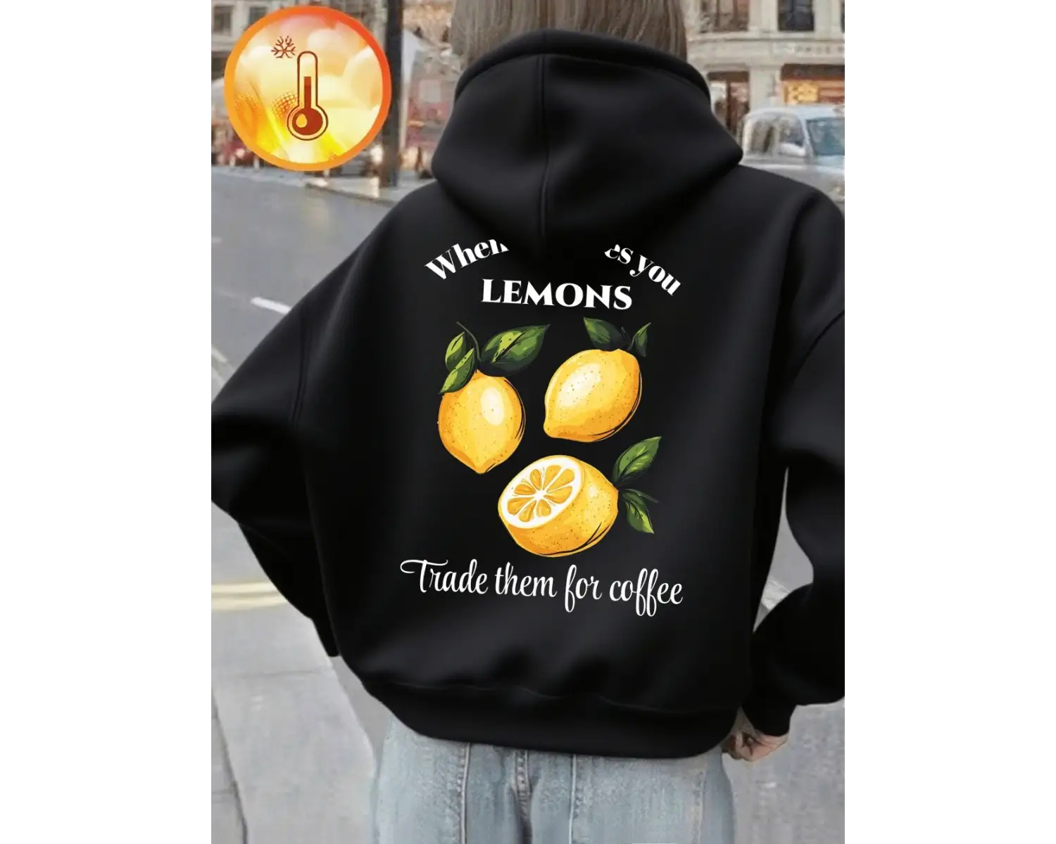 Life Gives Lemons Trade Got Coffee Baskılı Kapüşonlu Üstler Kadınlar İçin Basit Bol Sweatshir