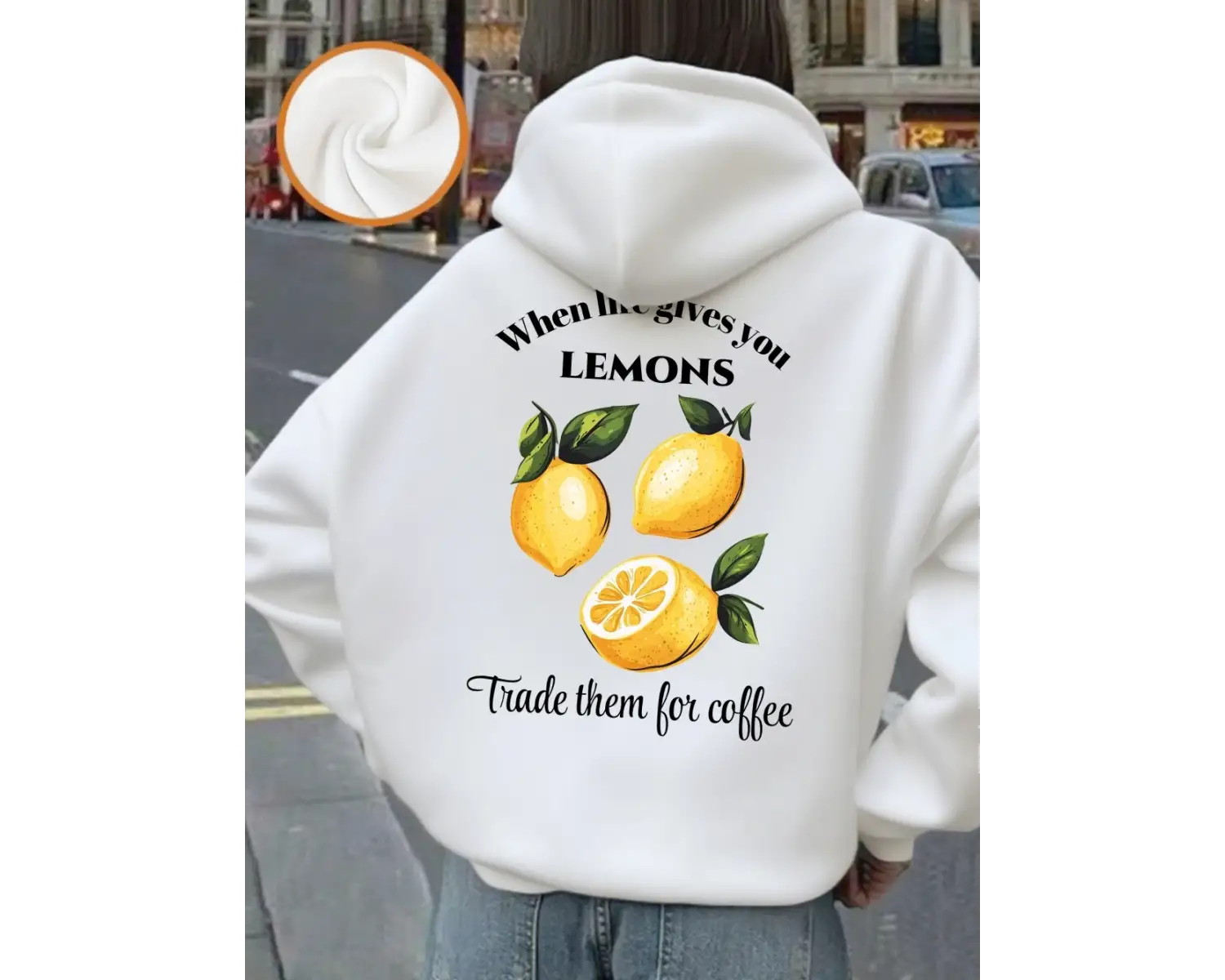 Life Gives Lemons Trade Got Coffee Baskılı Kapüşonlu Üstler Kadınlar İçin Basit Bol Sweatshir