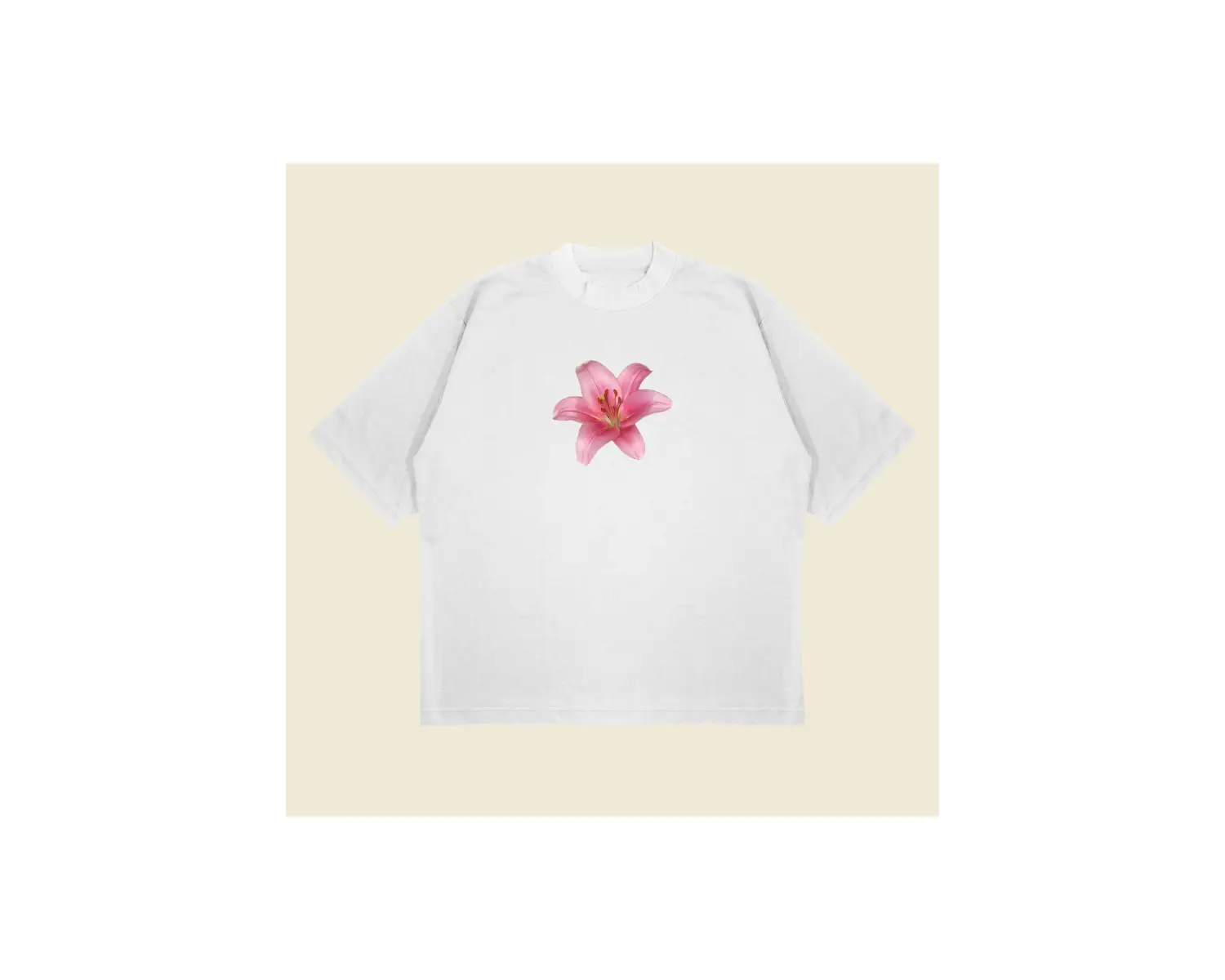 Lillium Baskılı Oversize Unisex Pamuklu Nefes Alan Kalın Kumaşlı