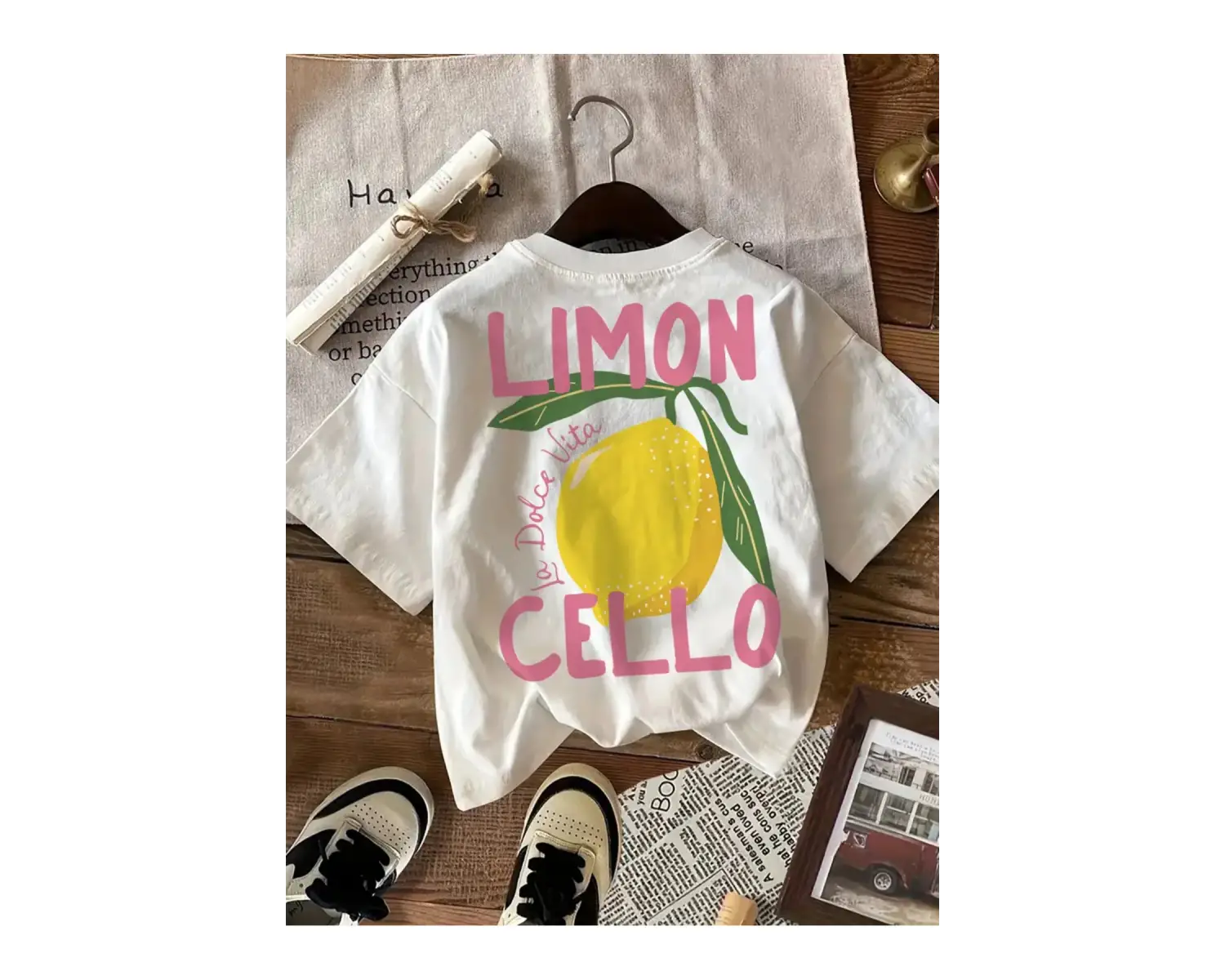 Limon Cello Baskılı Unisex Oversize
