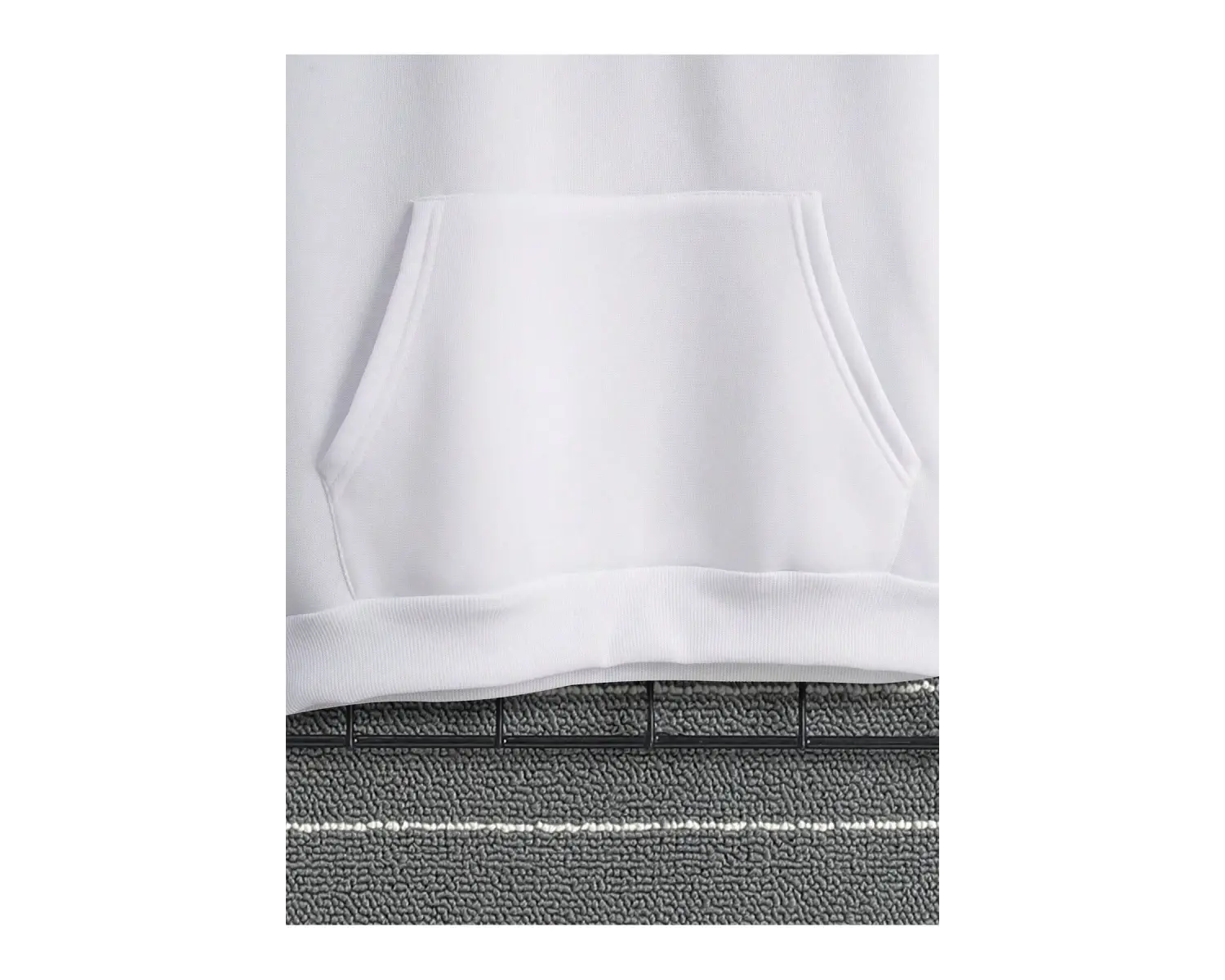 Lip Print Kangaroo Pocket Drawstring Hoodie Beyaz